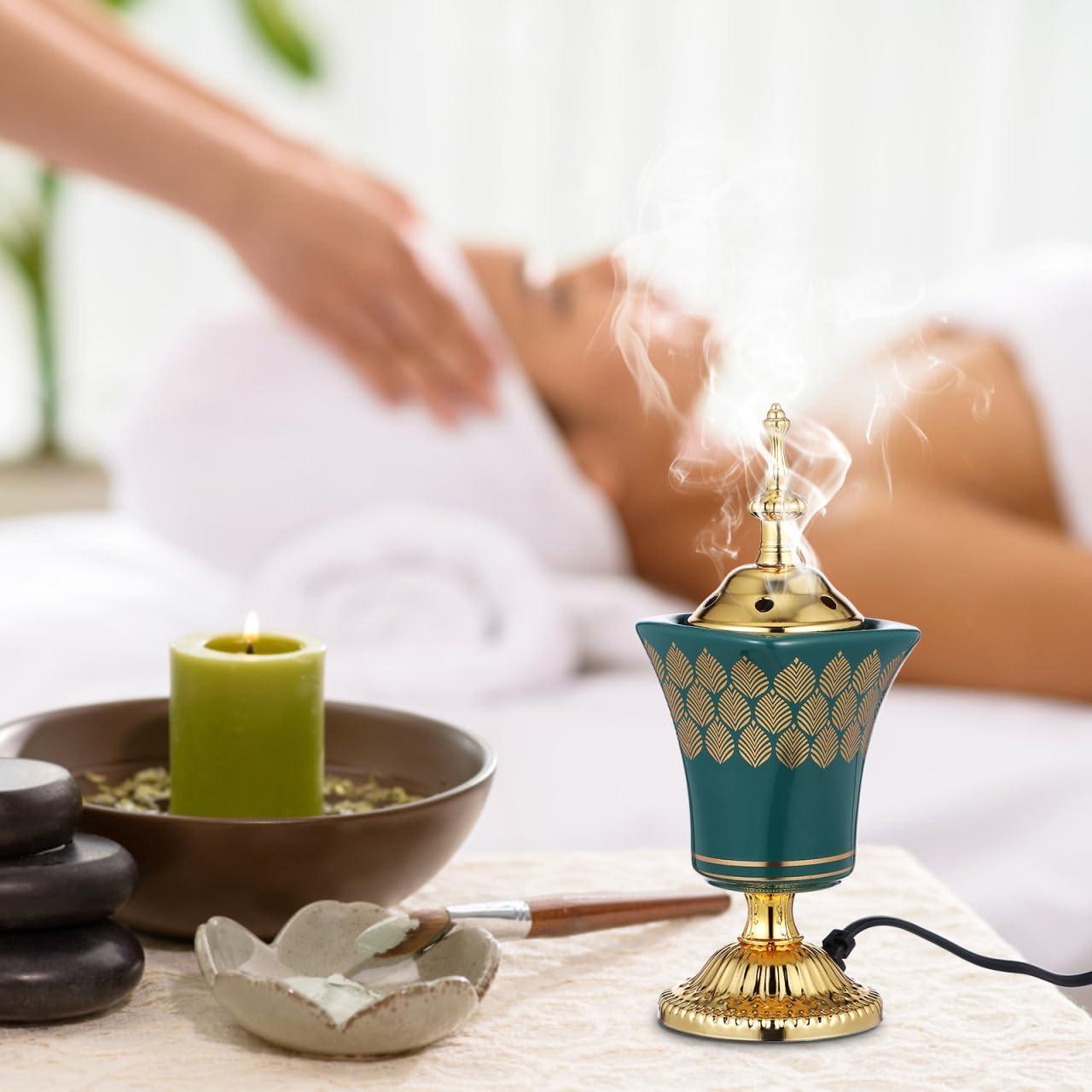 Quemador de Incienso Eléctrico Cabilock Verde para Yoga y Spa