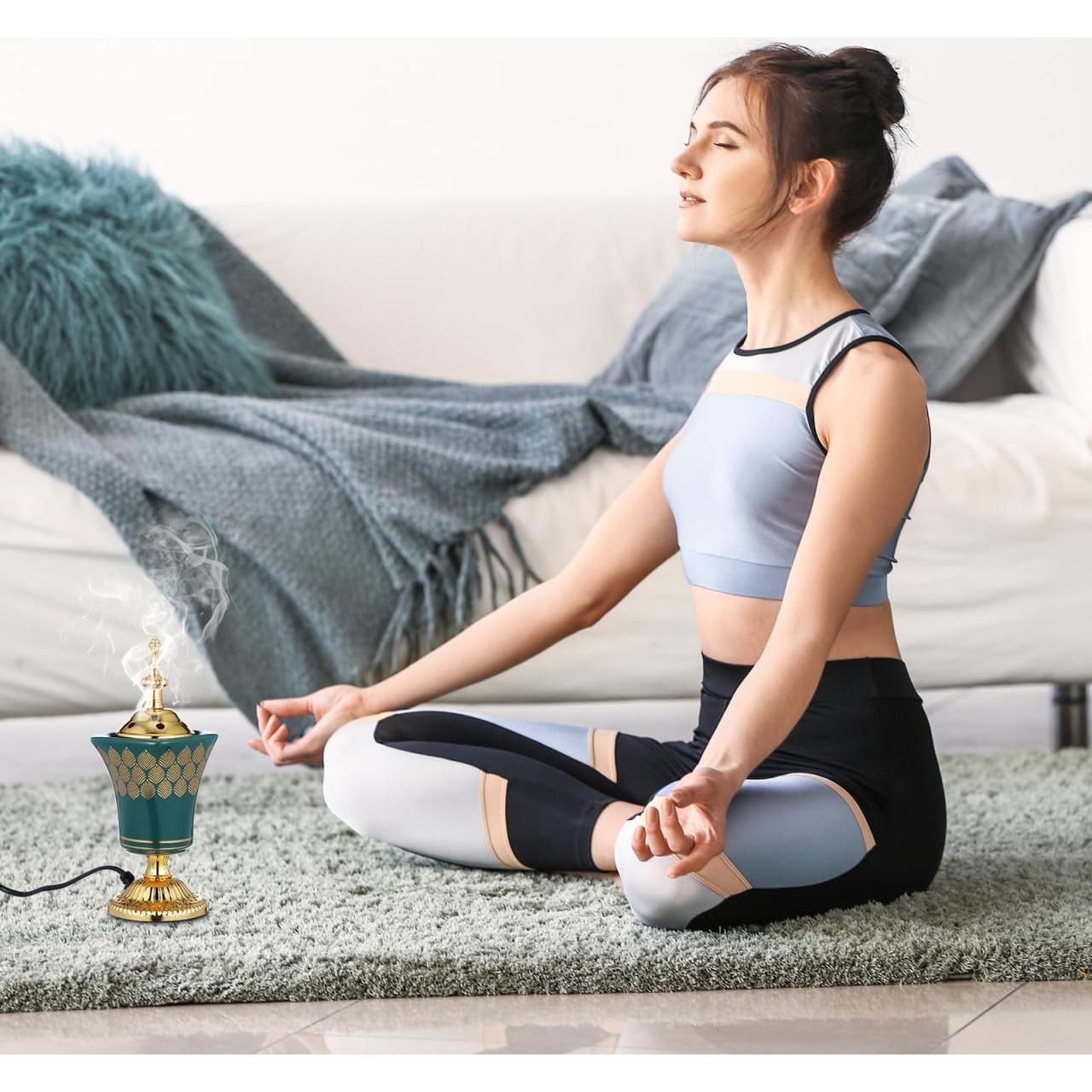 Quemador de Incienso Eléctrico Cabilock Verde para Yoga y Spa