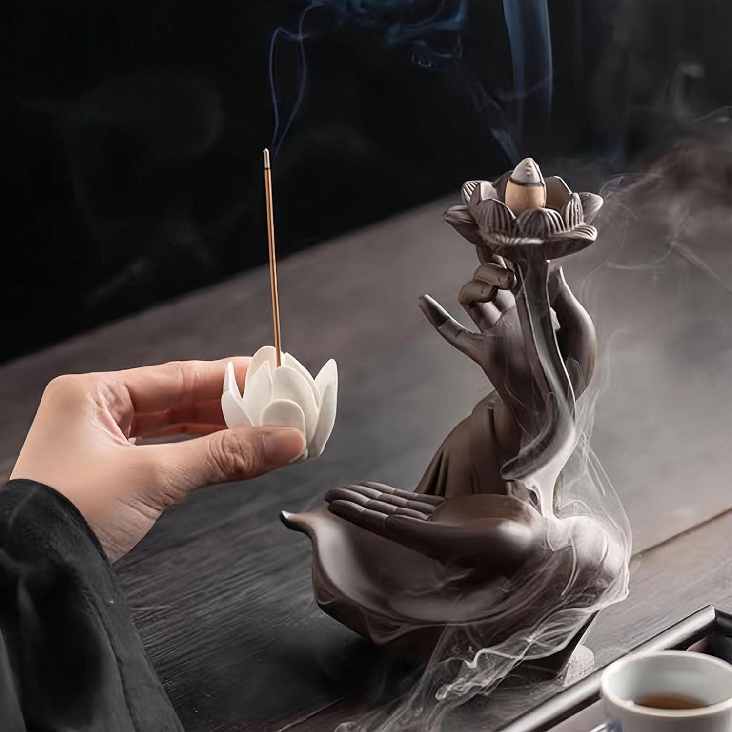 Quemador de Incienso de Retroceso XINGZUAN con 60 Conos y 30 Varitas