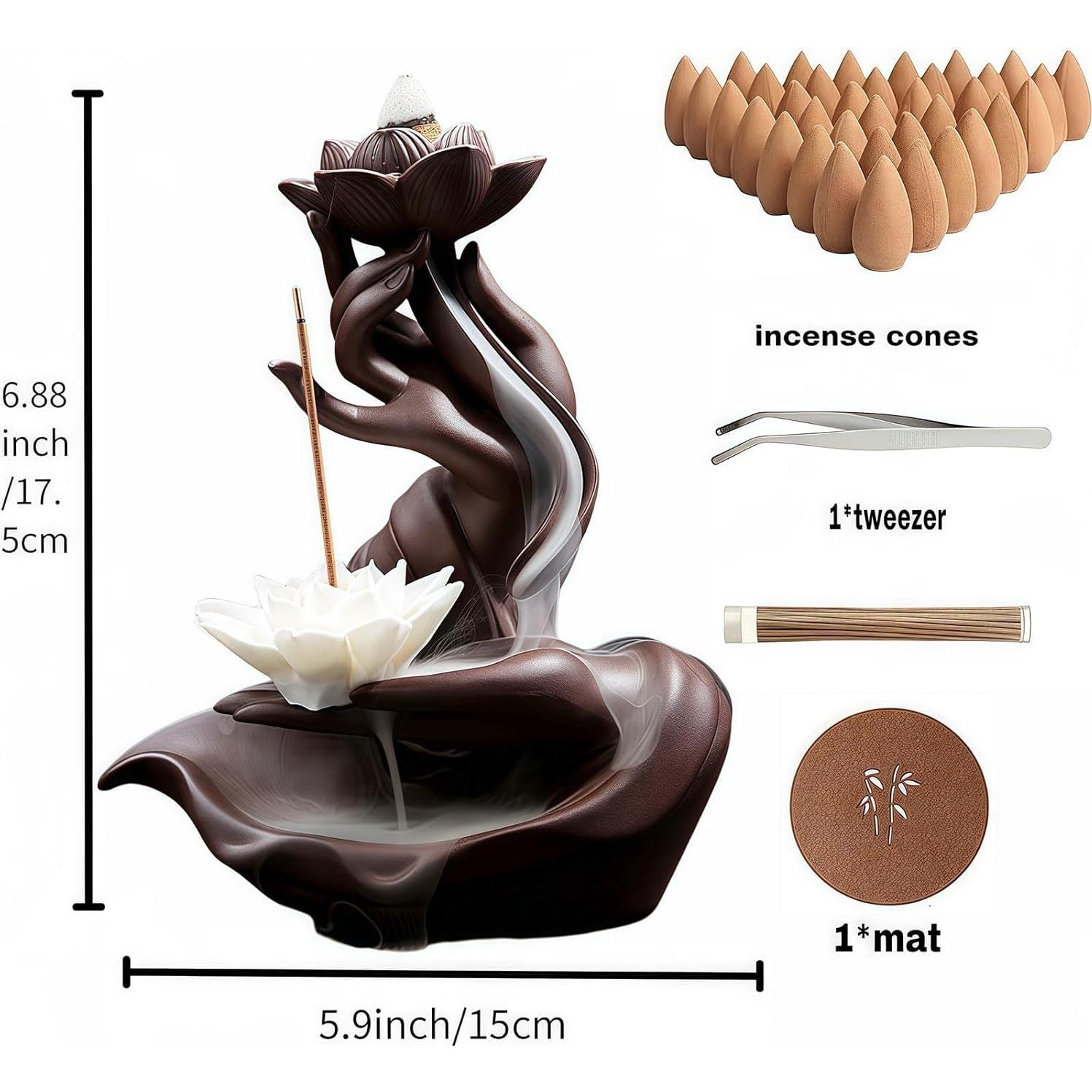 Quemador de Incienso de Retroceso XINGZUAN con 60 Conos y 30 Varitas