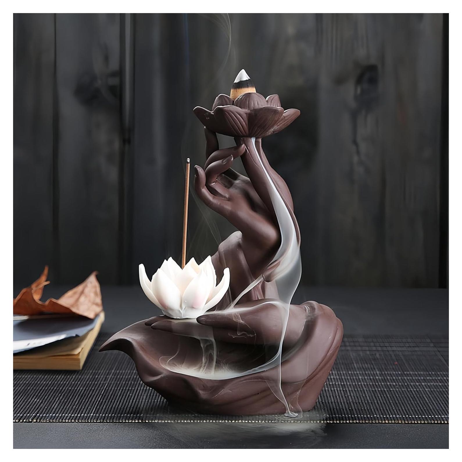 Quemador de Incienso de Retroceso Loto en Mano RE RELIURE 15cm