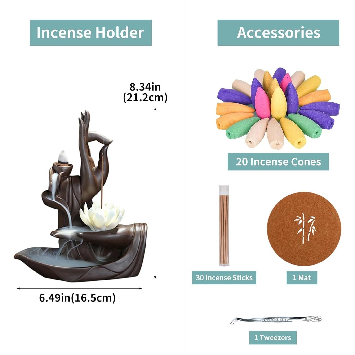 Quemador de Incienso Retroceso YYW Loto Cerámica 16.5x21.3cm