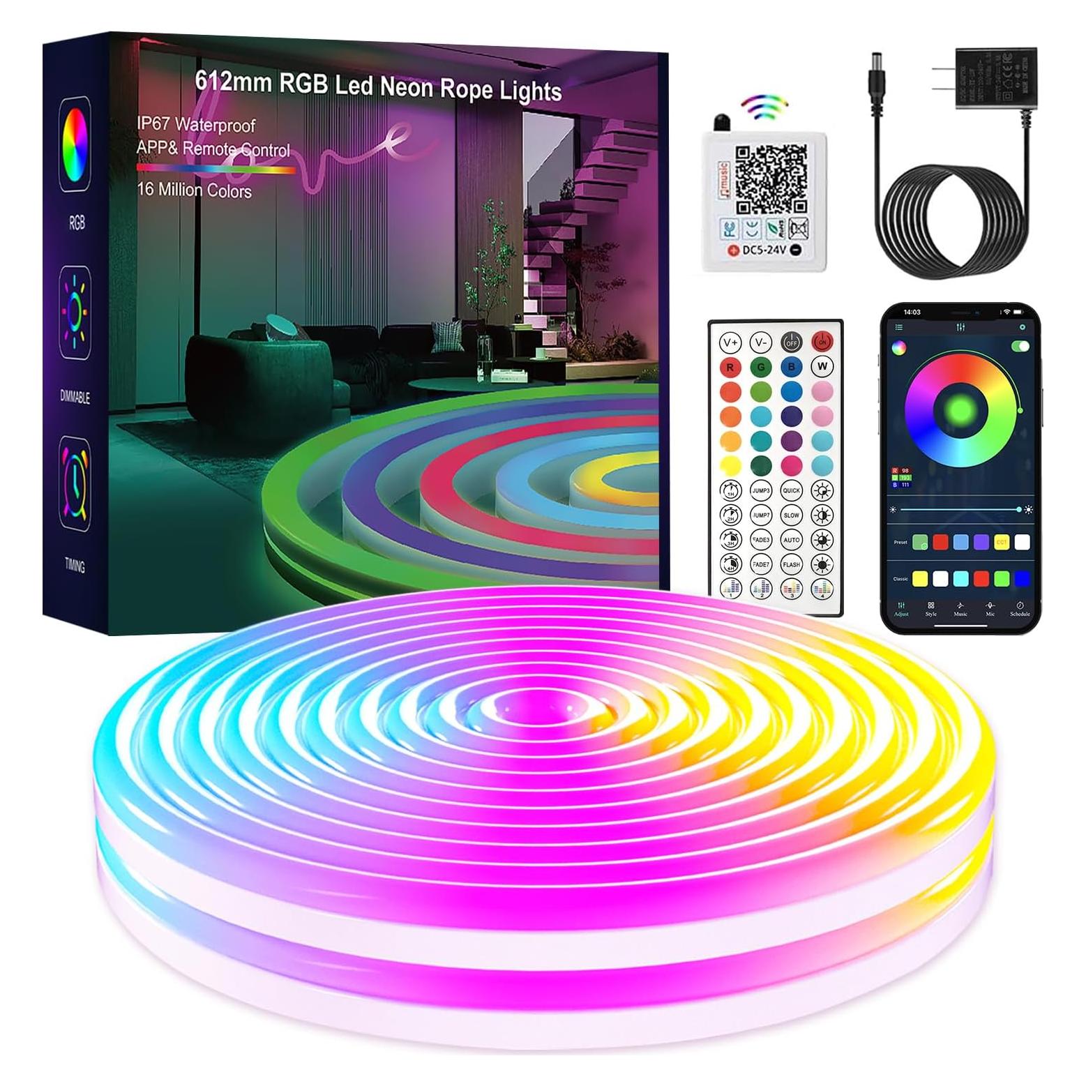 Tira de luz LED RGB 6,10 m HuiZhouShi con control APP