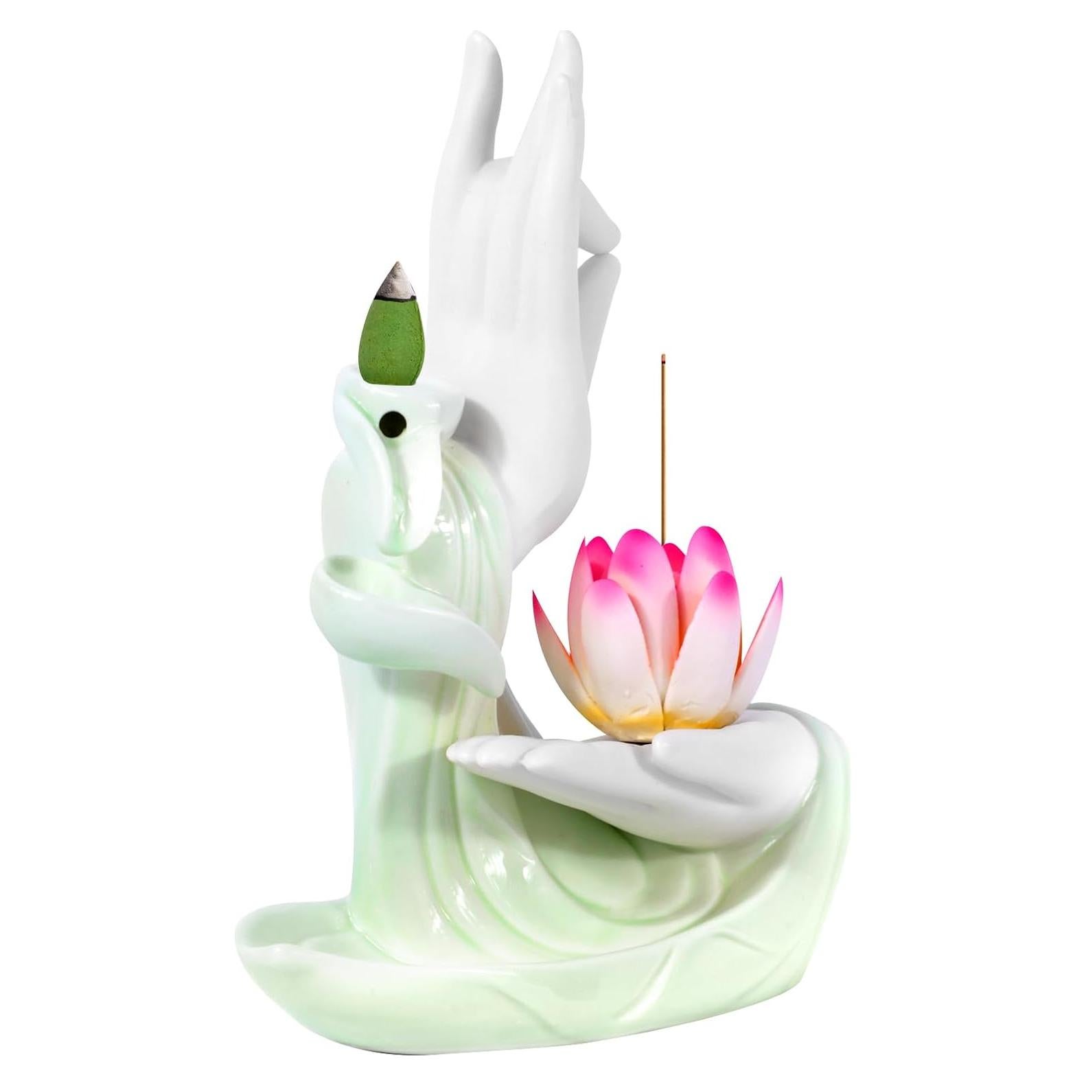 Soporte de Incienso de Retroceso DISCHAOS Mano de Buda 16x6.5x18cm