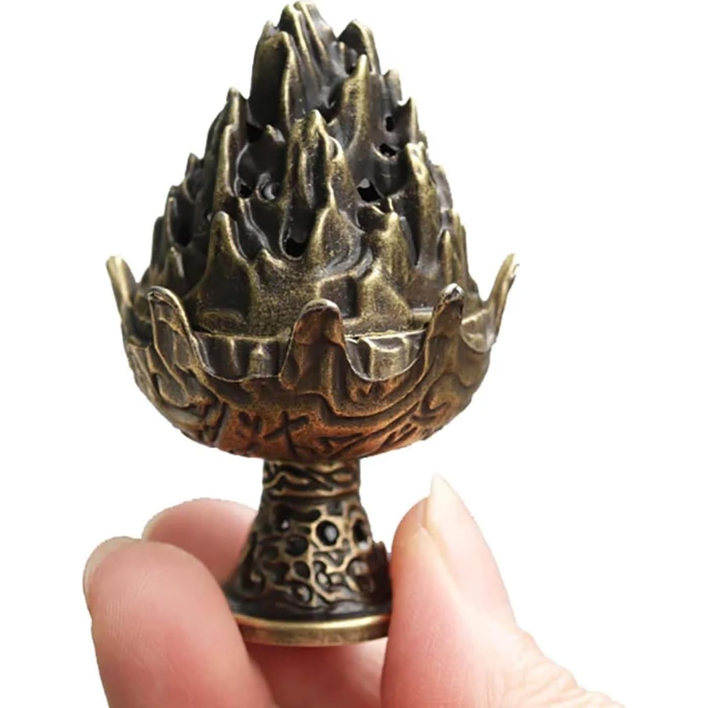 3 Pcs Soporte de Incienso de Loto de Latón Bronce 2.5x6cm