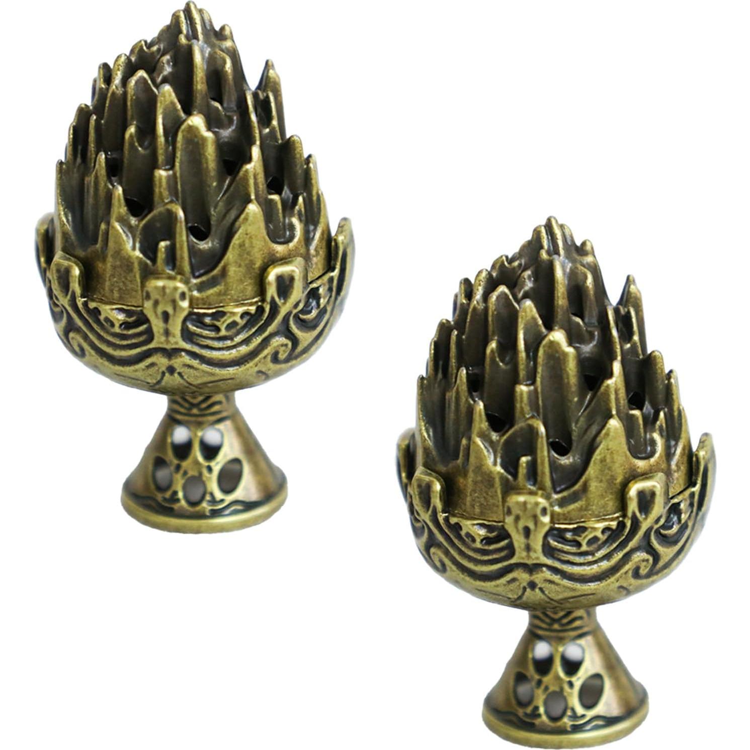 3 Pcs Soporte de Incienso de Loto de Latón Bronce 2.5x6cm