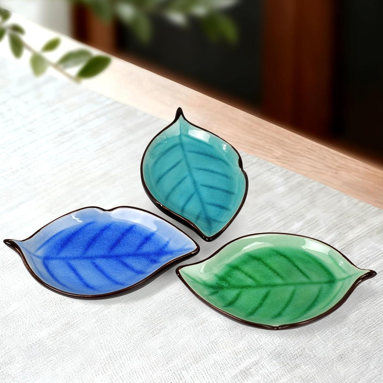 Soporte de Incienso Cerámica Corciosy Hoja Azul 9 Agujeros