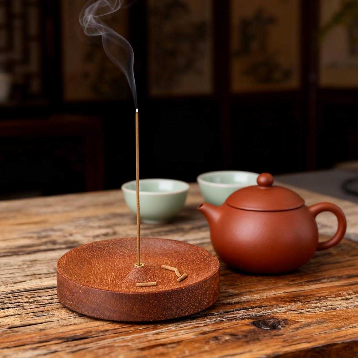 Soporte de Incienso Redondo MBAIYO de Madera Hecho a Mano 7.5cm