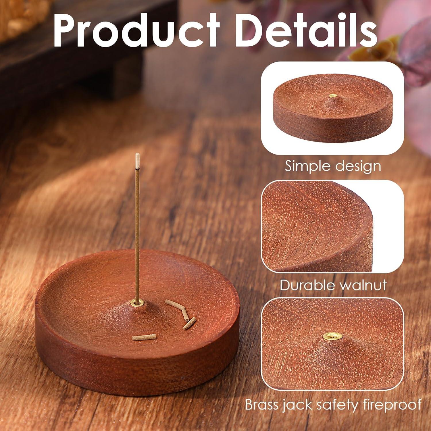 Soporte de Incienso Redondo MBAIYO de Madera Hecho a Mano 7.5cm