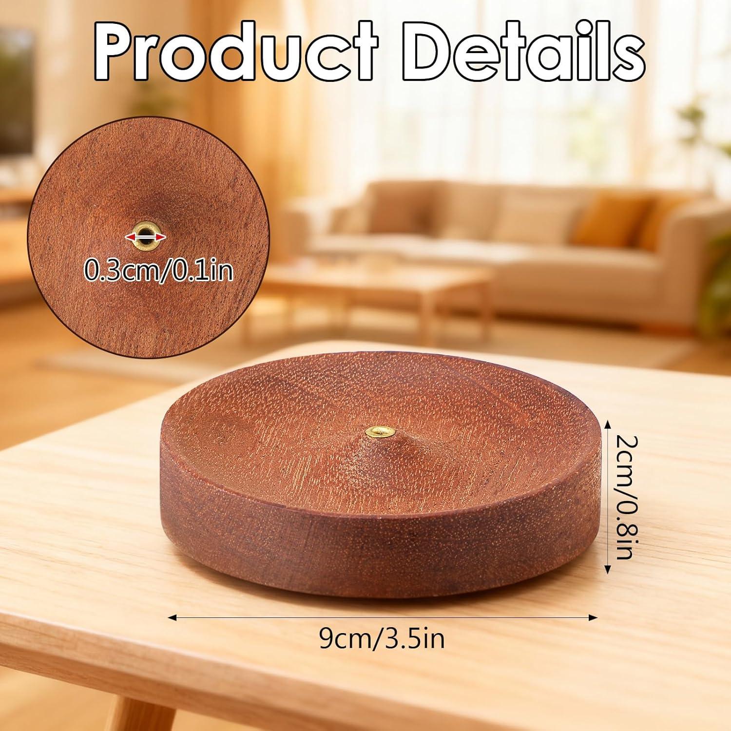 Soporte de Incienso Redondo MBAIYO de Madera Hecho a Mano 7.5cm