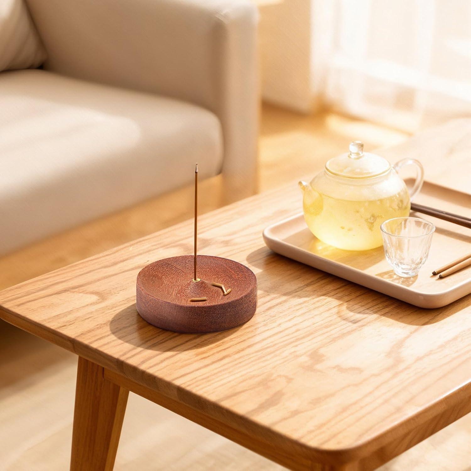 Soporte de Incienso Redondo MBAIYO de Madera Hecho a Mano 7.5cm