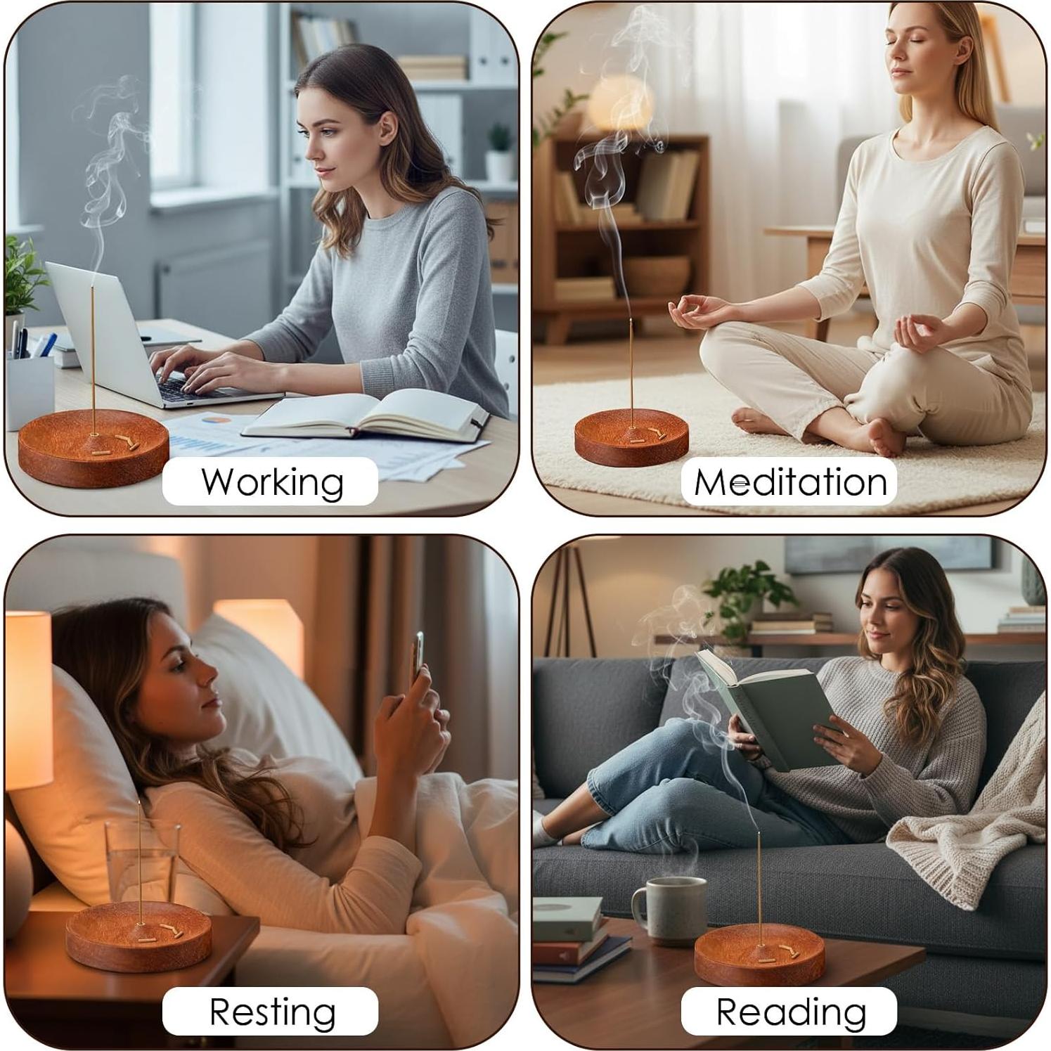 Soporte de Incienso Redondo MBAIYO de Madera Hecho a Mano 7.5cm