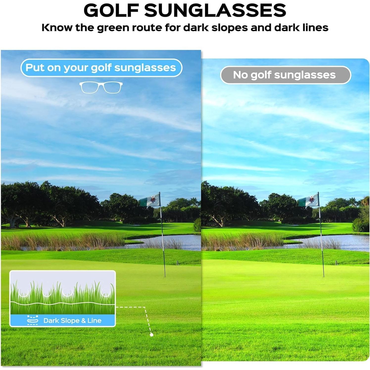 Gafas de sol polarizadas para golf hombres - Lentes HD verdes