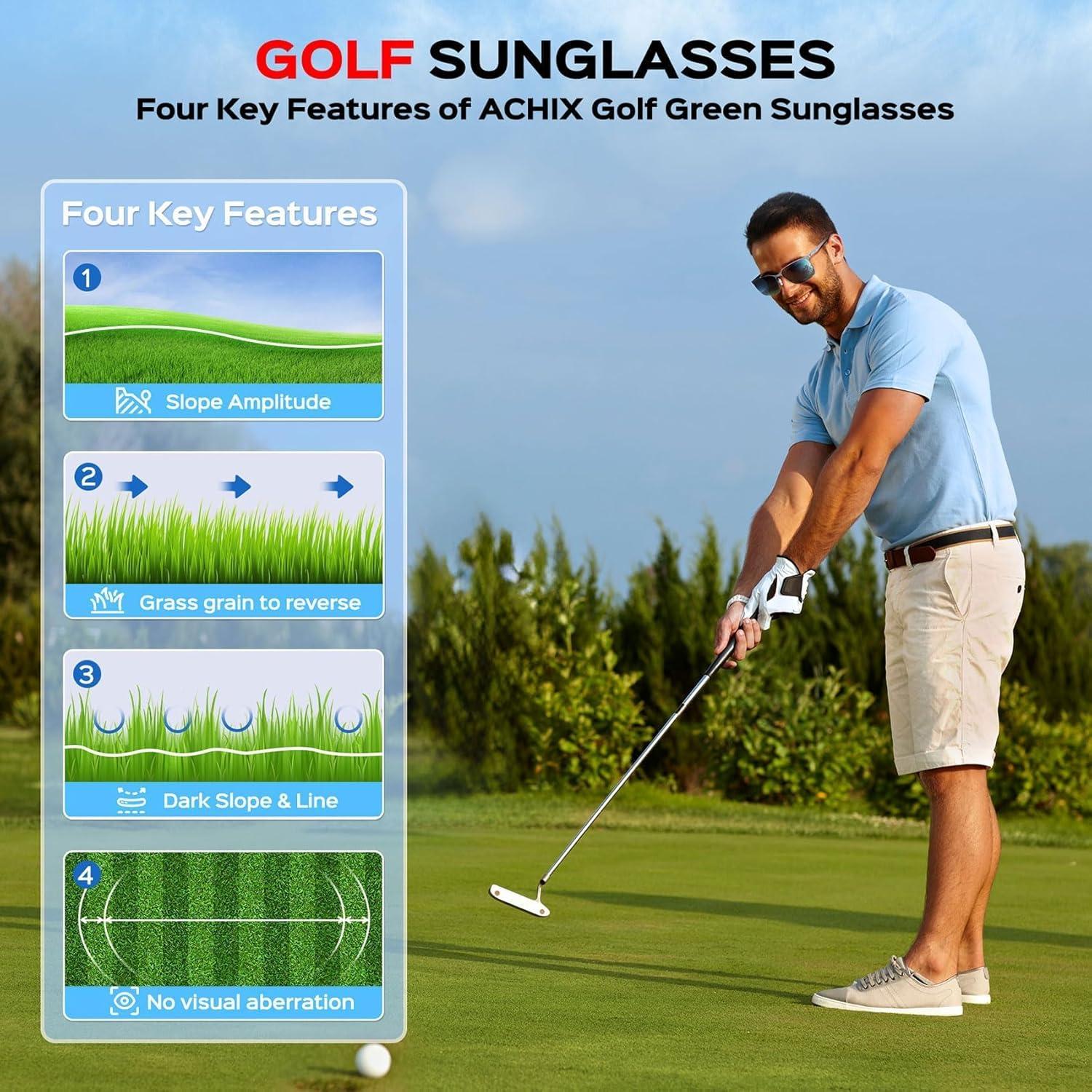 Gafas de sol polarizadas para golf hombres - Lentes HD verdes