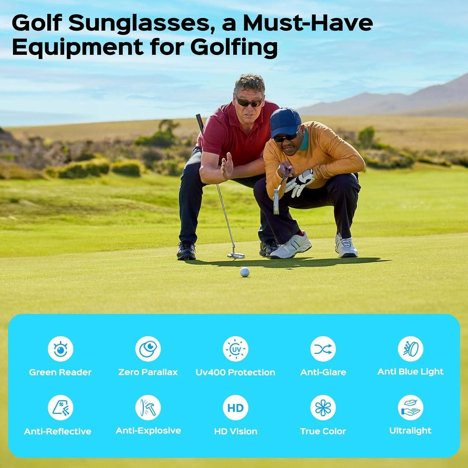 Gafas de sol polarizadas para golf hombres - Lentes HD verdes