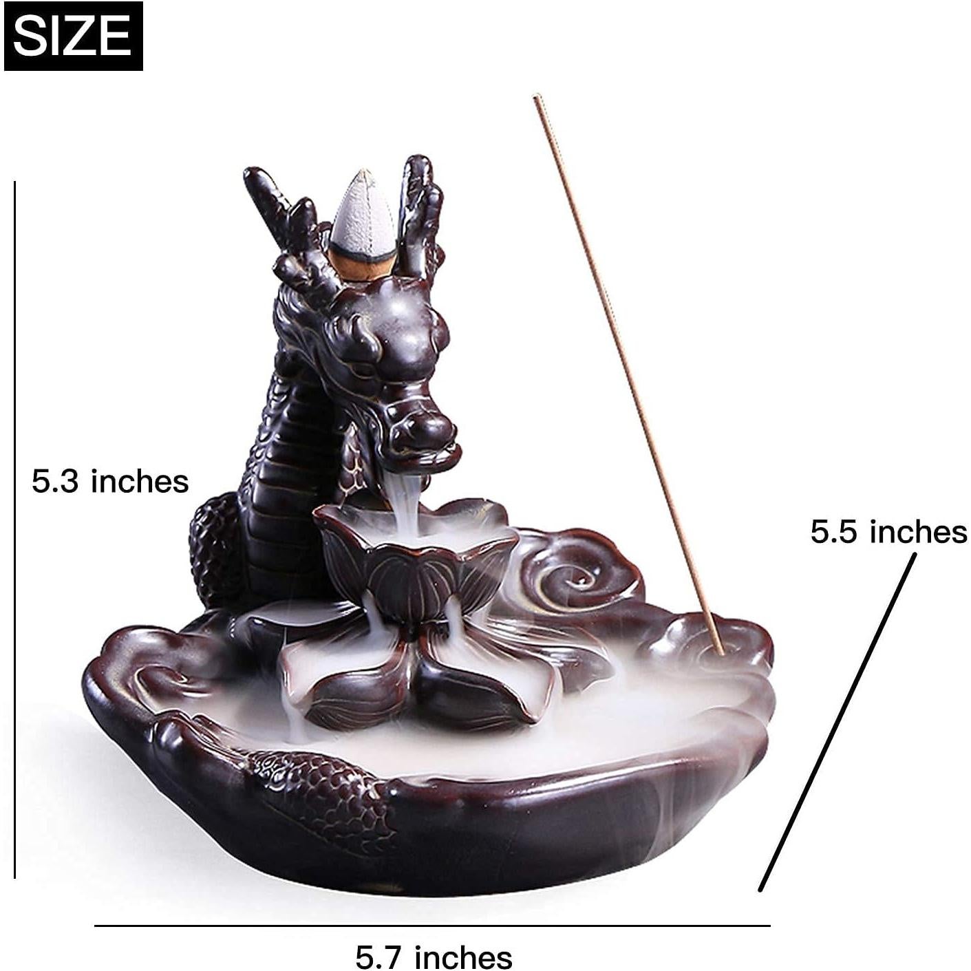 Quemador de Incienso de Cascada Dragón Cerámica YIENENG 16cm