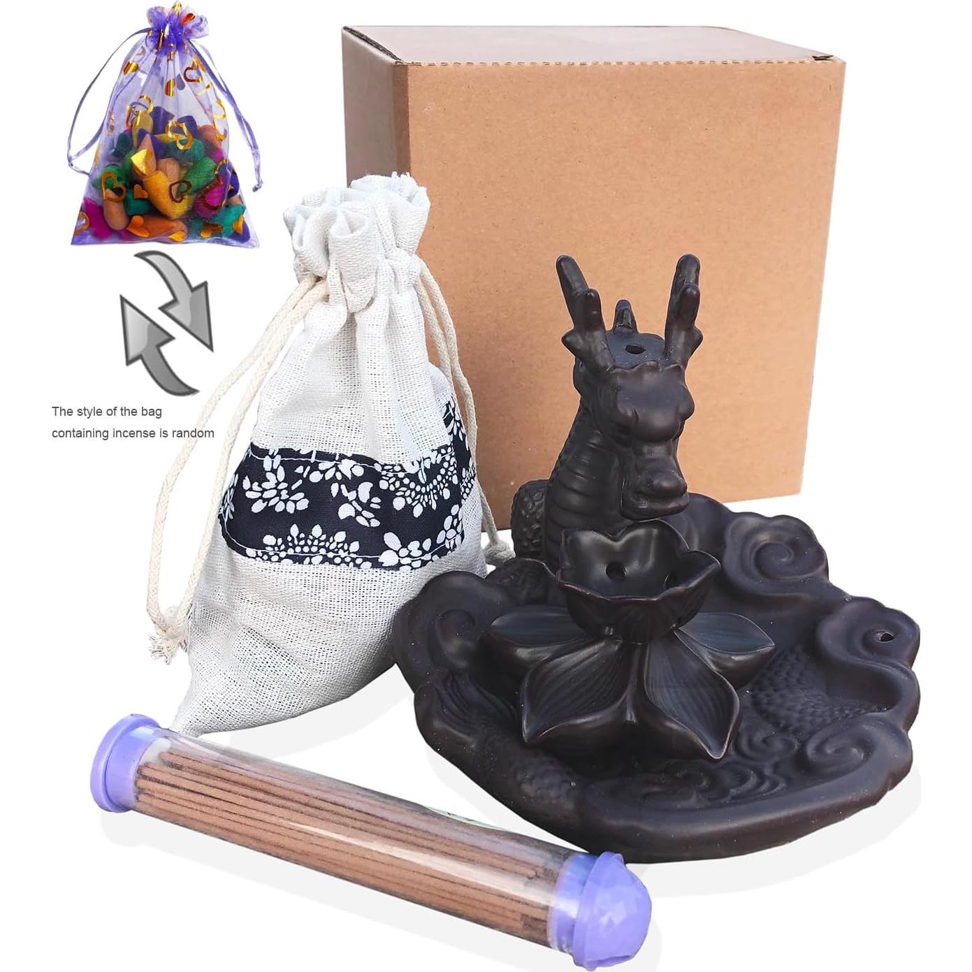 Quemador de Incienso de Cascada Dragón Cerámica YIENENG 16cm