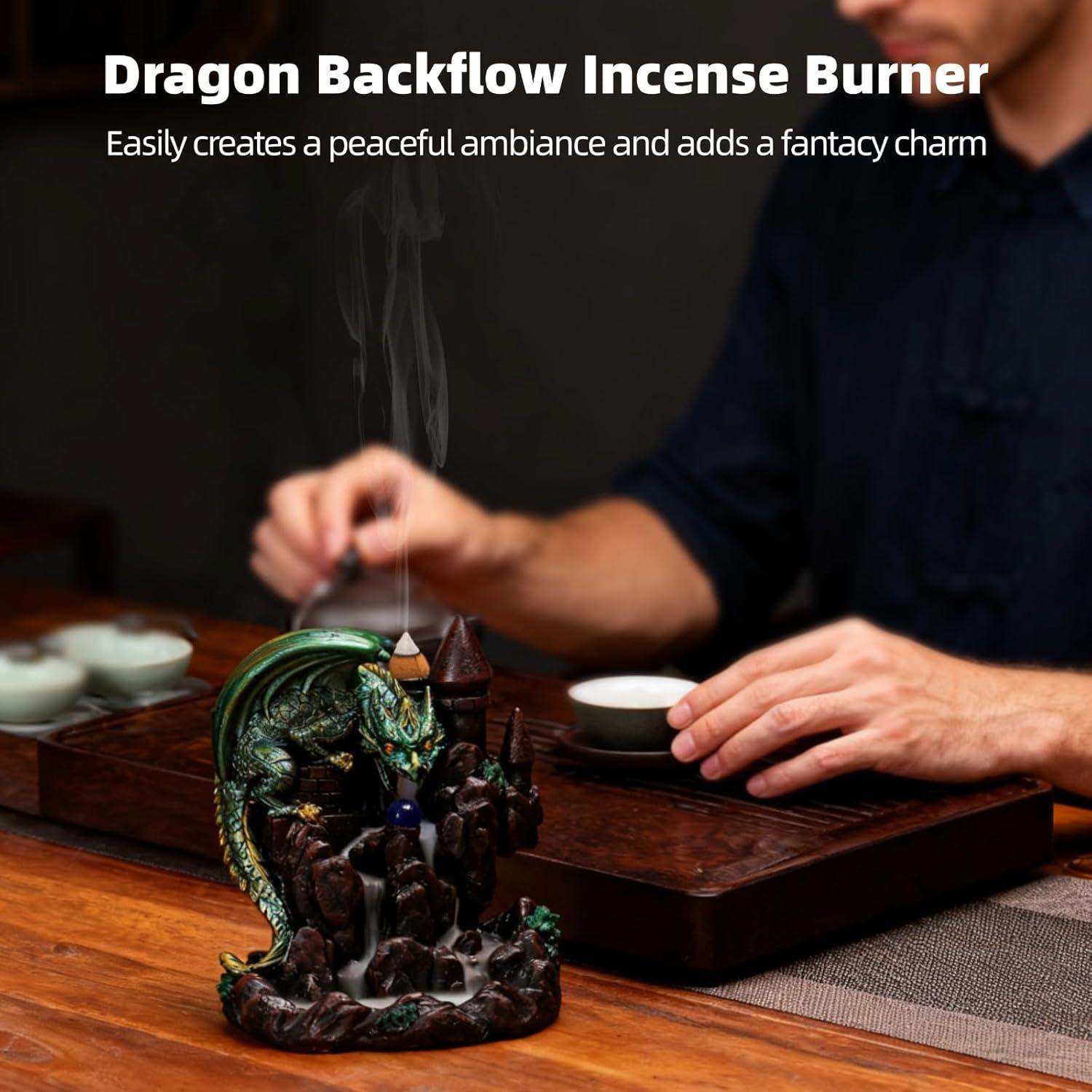 Quemador de Incienso Varku Dragón Retroceso con 60 Conos