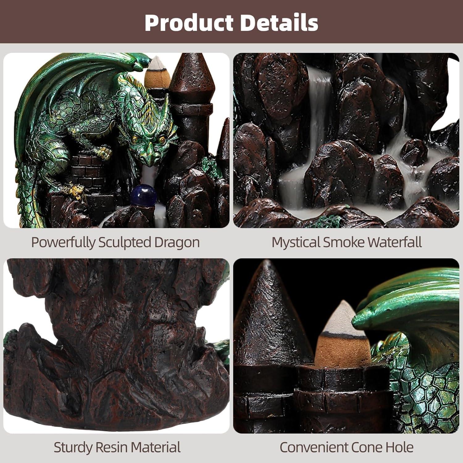 Quemador de Incienso Varku Dragón Retroceso con 60 Conos