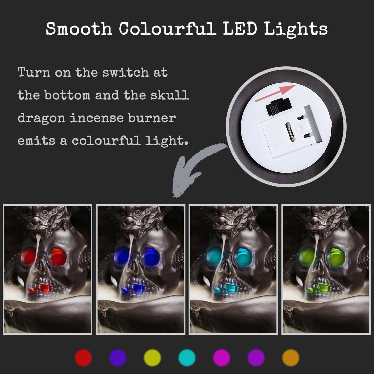 Soporte de Incienso HaisWonsa Dragón Calavera LED Cerámica