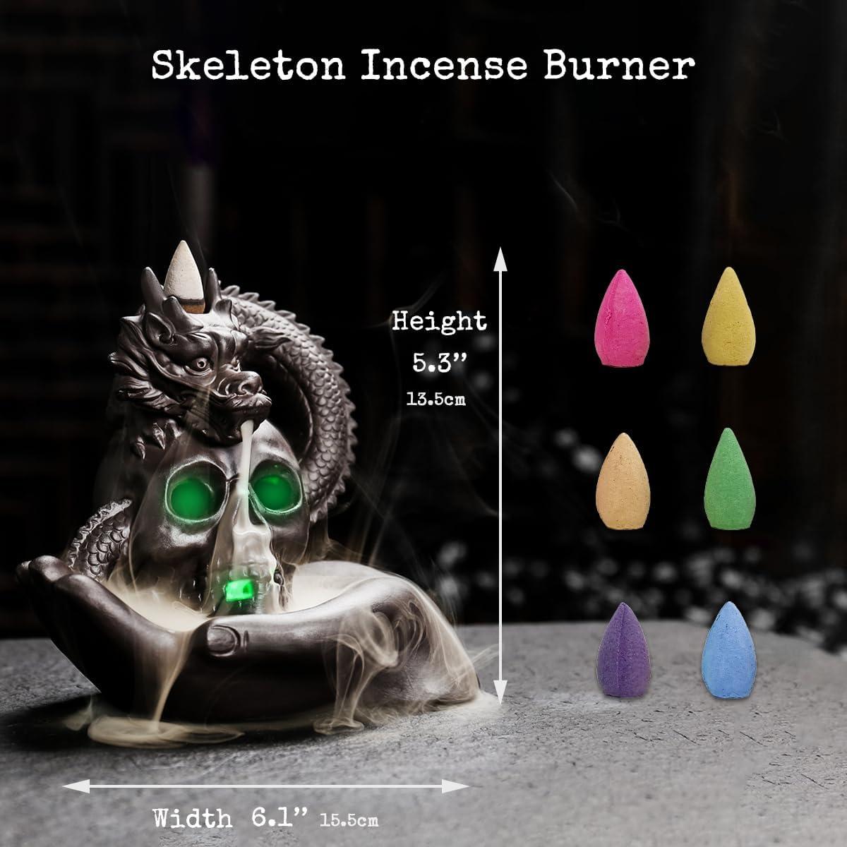 Soporte de Incienso HaisWonsa Dragón Calavera LED Cerámica