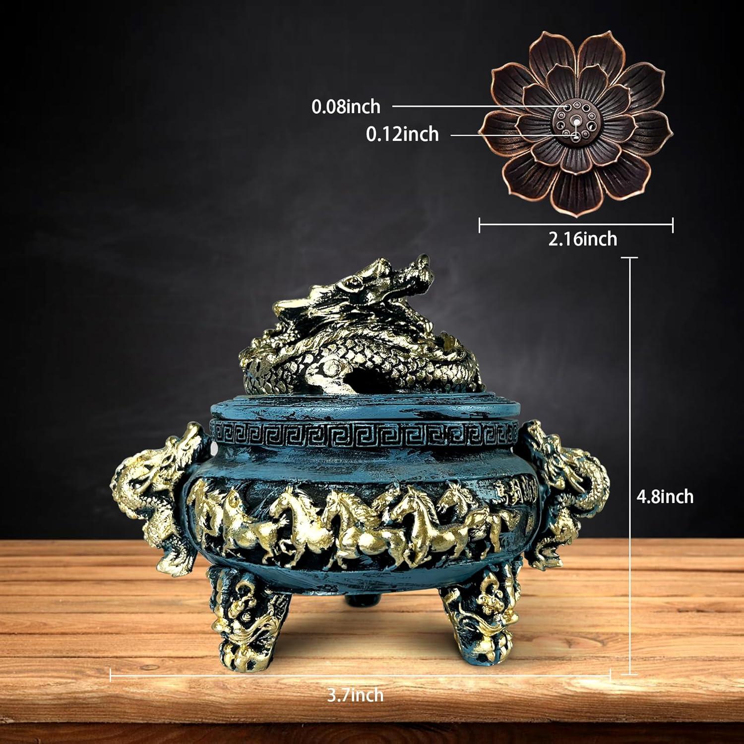 Quemador de Incienso de Dragón X&Y Life en Resina Azul