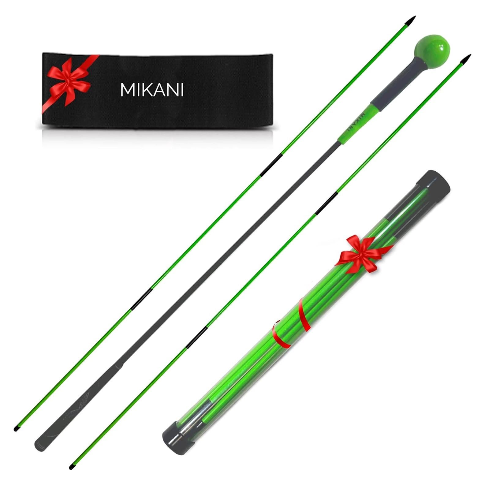 Entrenador de Golf Mikani GSTB-S2 con Palos y Banda, Verde