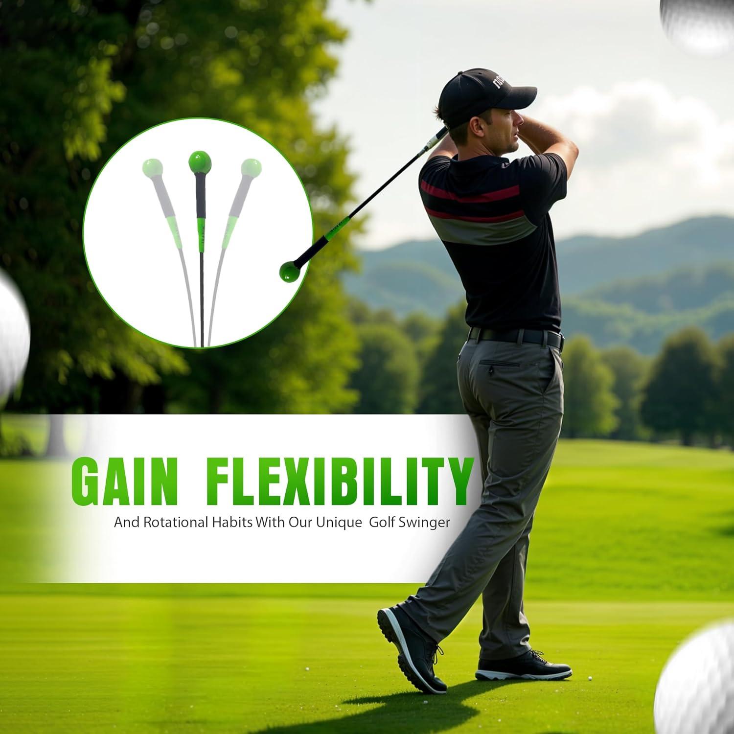 Entrenador de Golf Mikani GSTB-S2 con Palos y Banda, Verde