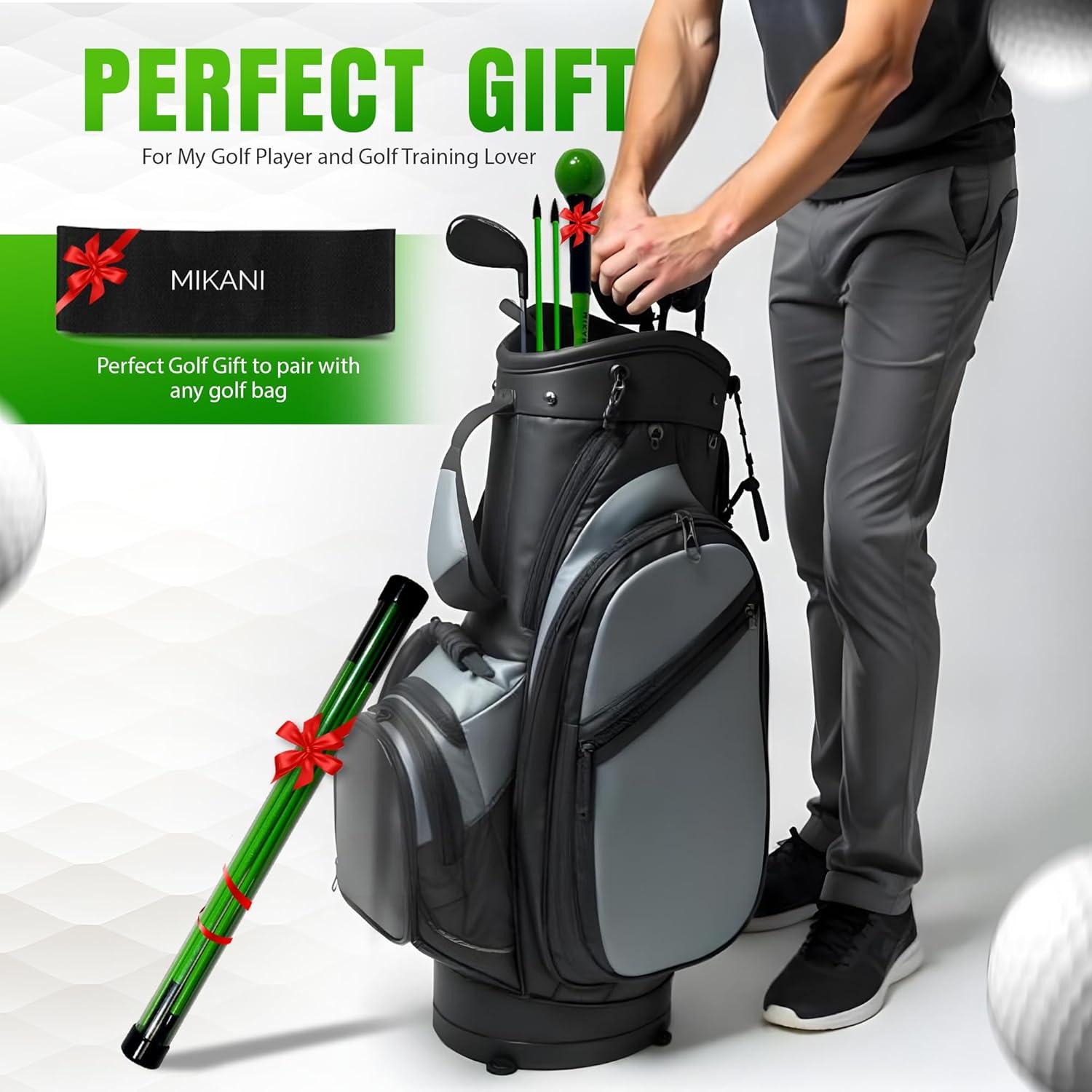 Entrenador de Golf Mikani GSTB-S2 con Palos y Banda, Verde