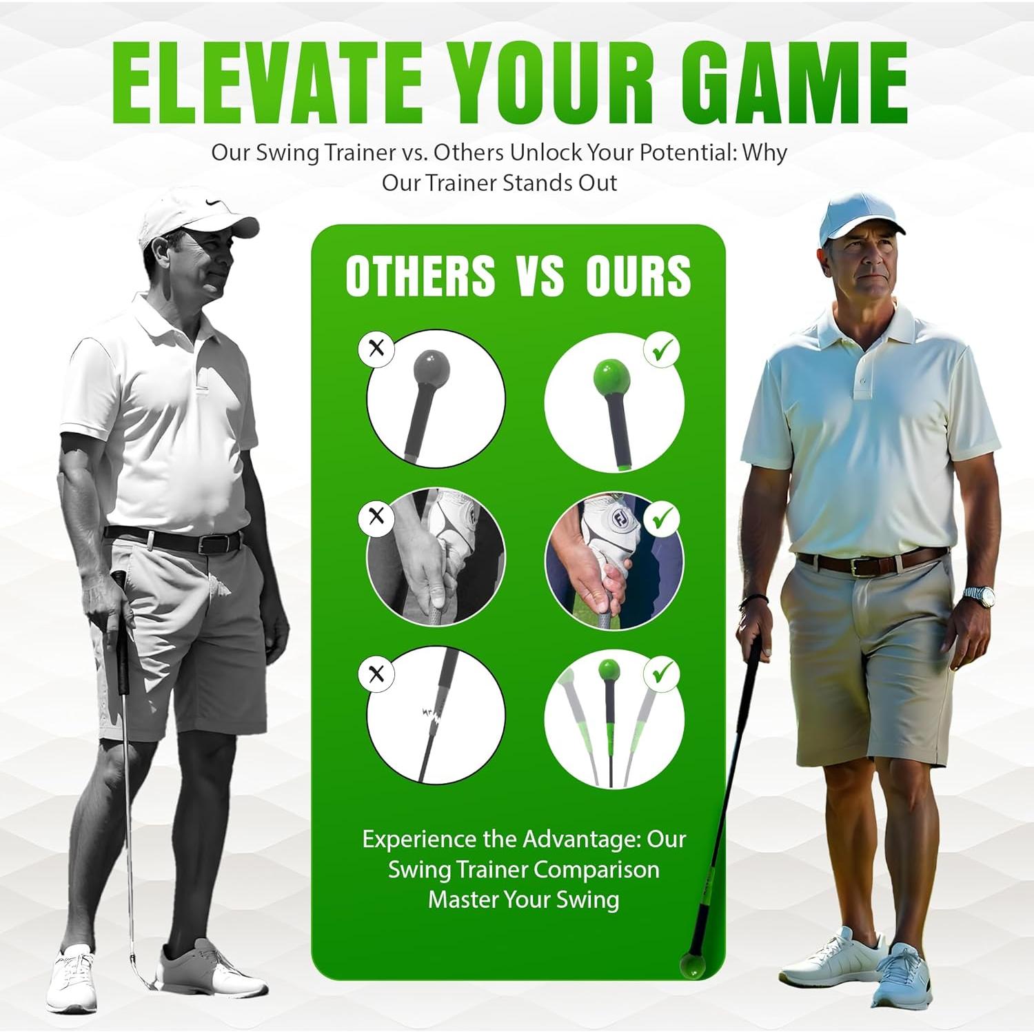 Entrenador de Golf Mikani GSTB-S2 con Palos y Banda, Verde