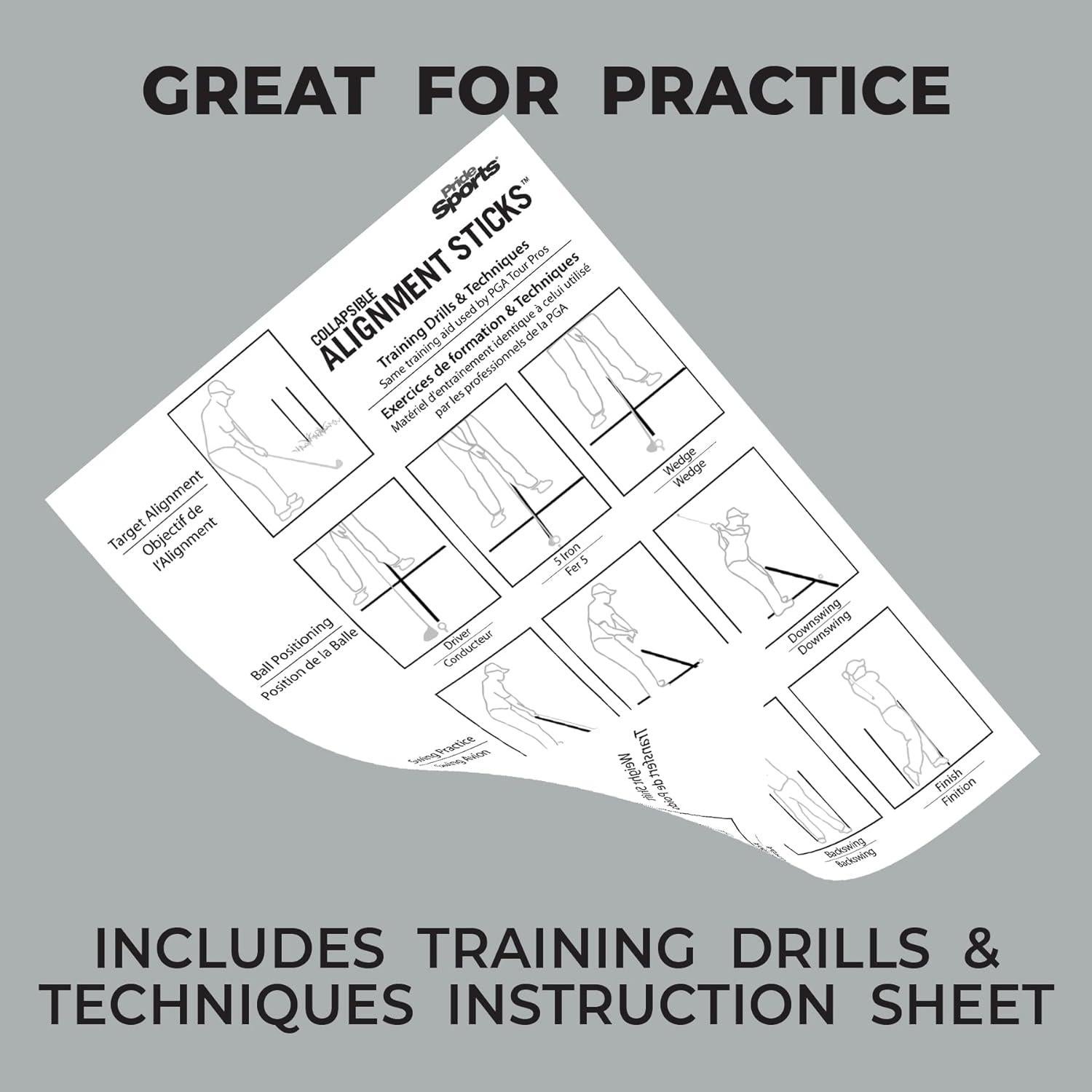 Palos de Alineación Plegables PrideSports Golf Amarillo 121.92 cm