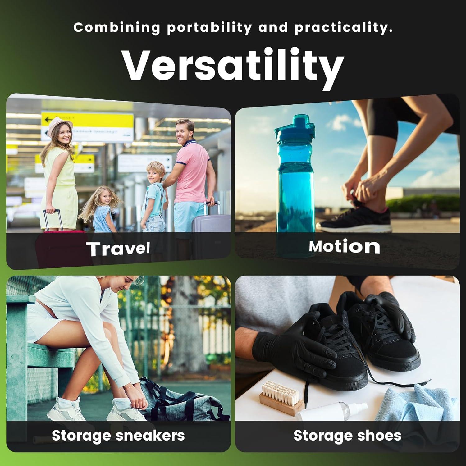 2 Bolsas de Zapatos de Viaje Absorbentes de Olores Negro