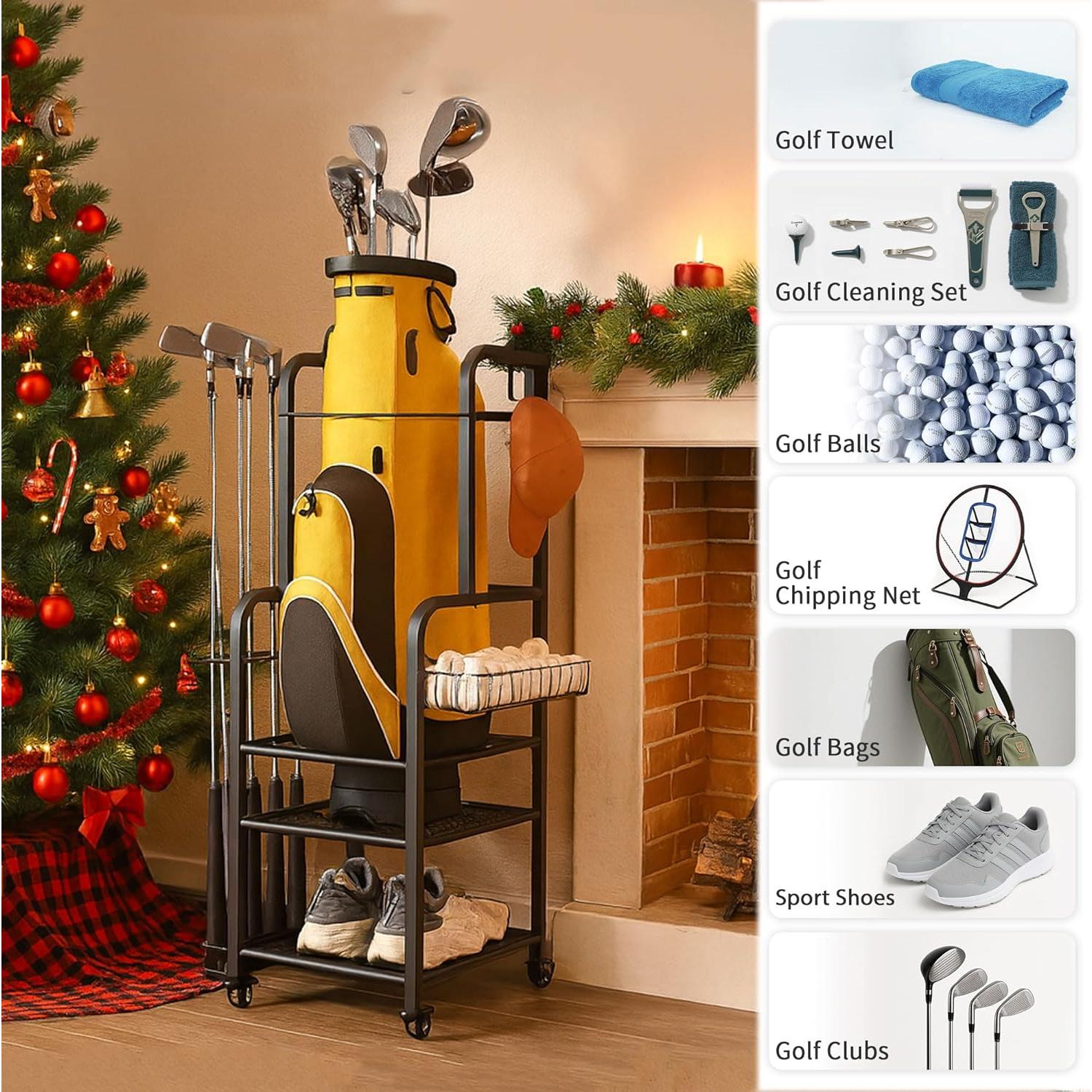 Organizador de Bolsas de Golf Niffgaff con Ruedas y Soporte