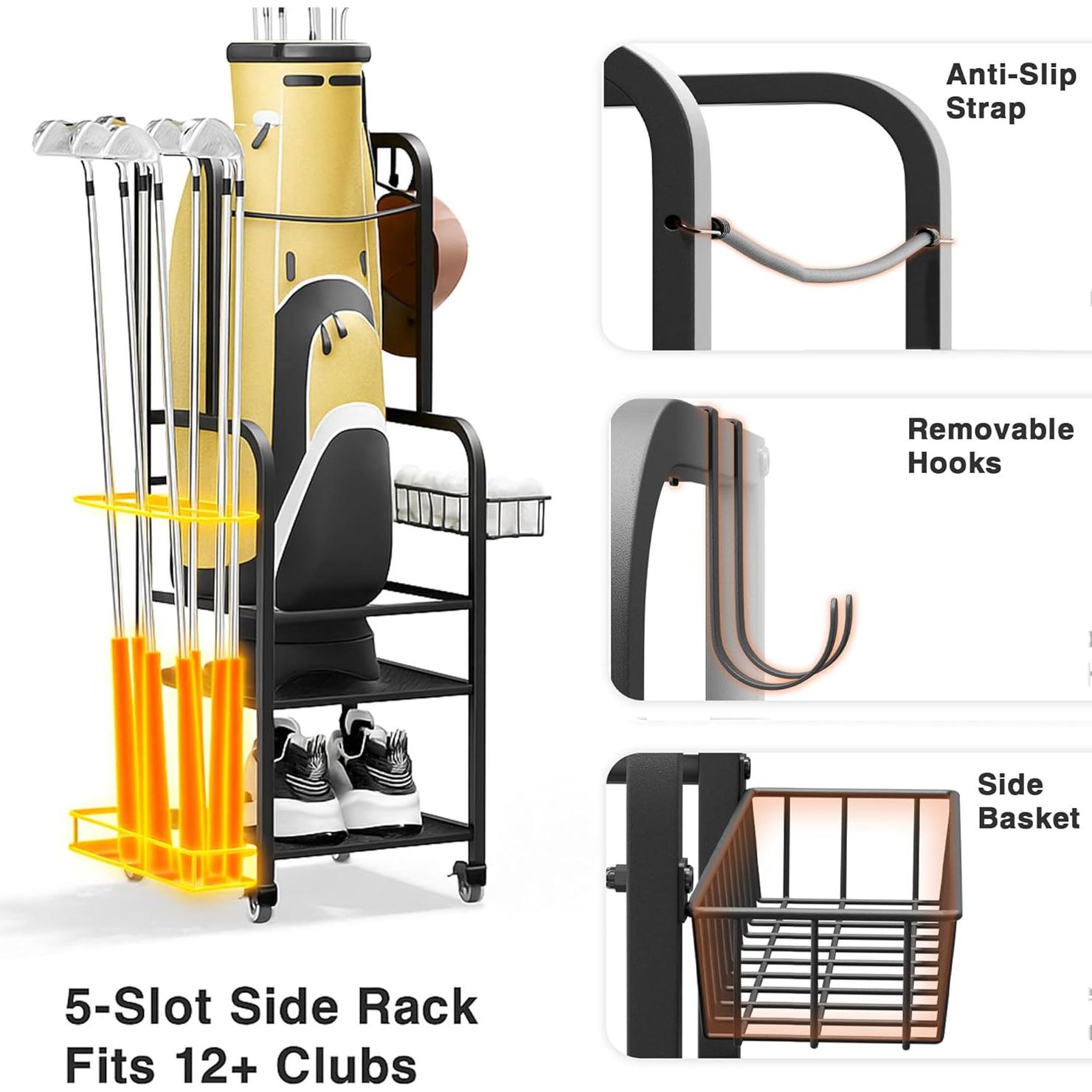 Organizador de Bolsas de Golf Niffgaff con Ruedas y Soporte