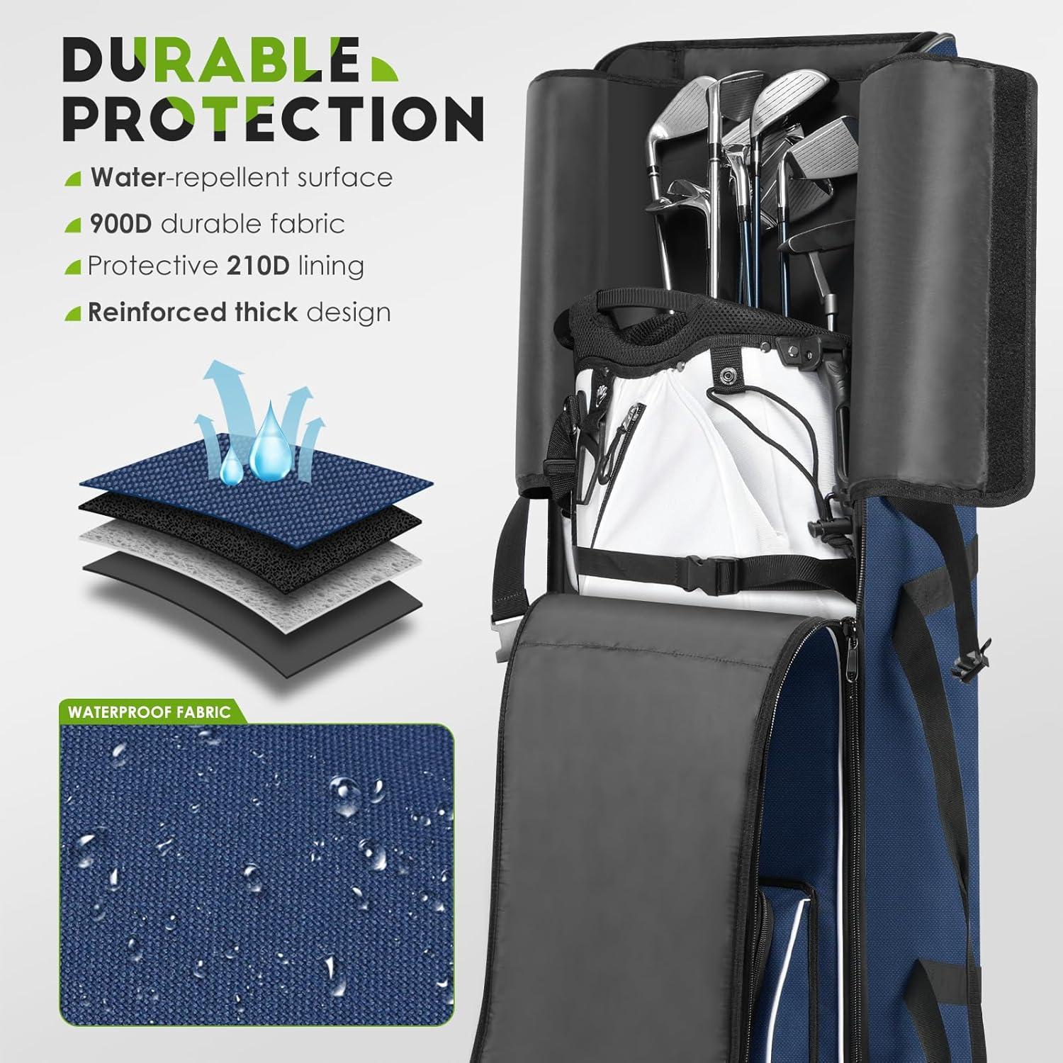 Bolsa de Viaje de Golf Findway F302_S 900D Azul con Ruedas
