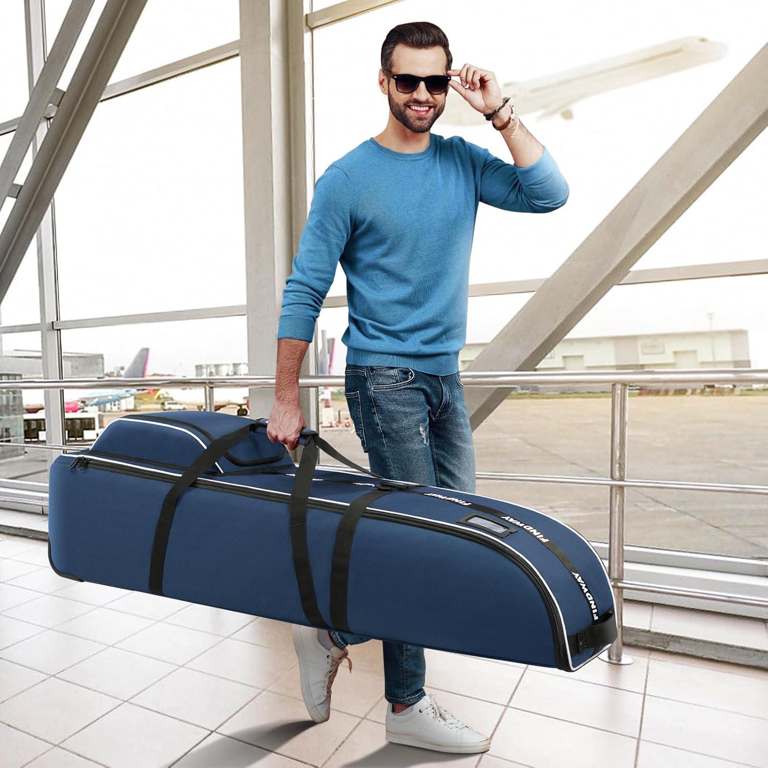 Bolsa de Viaje de Golf Findway F302_S 900D Azul con Ruedas