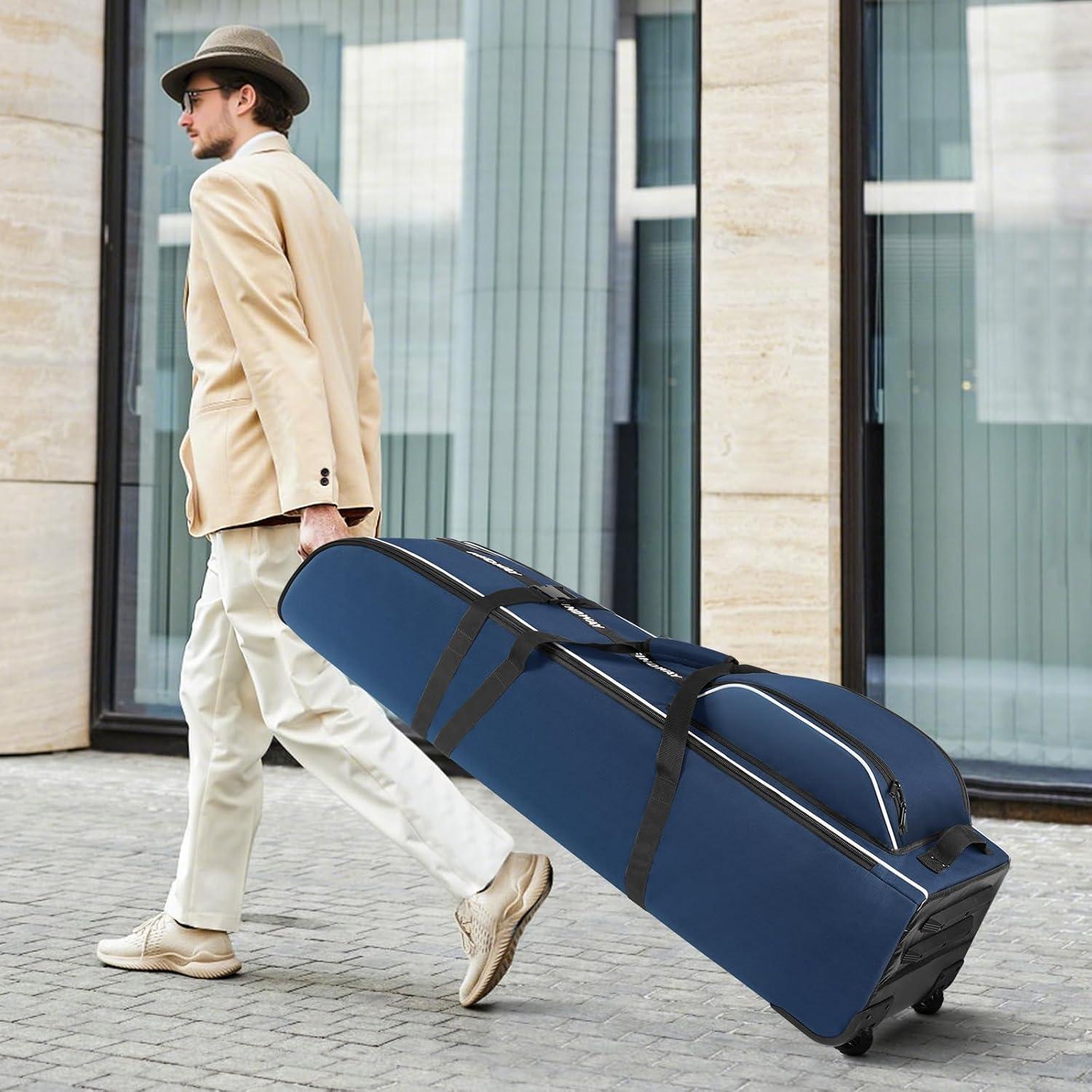 Bolsa de Viaje de Golf Findway F302_S 900D Azul con Ruedas