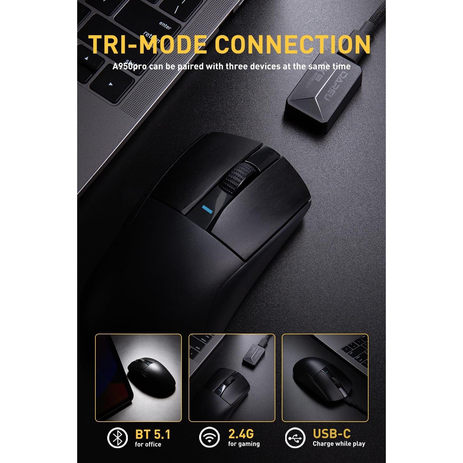 Ratón Gaming DAREU A950pro Inalámbrico 55g 26K DPI Negro