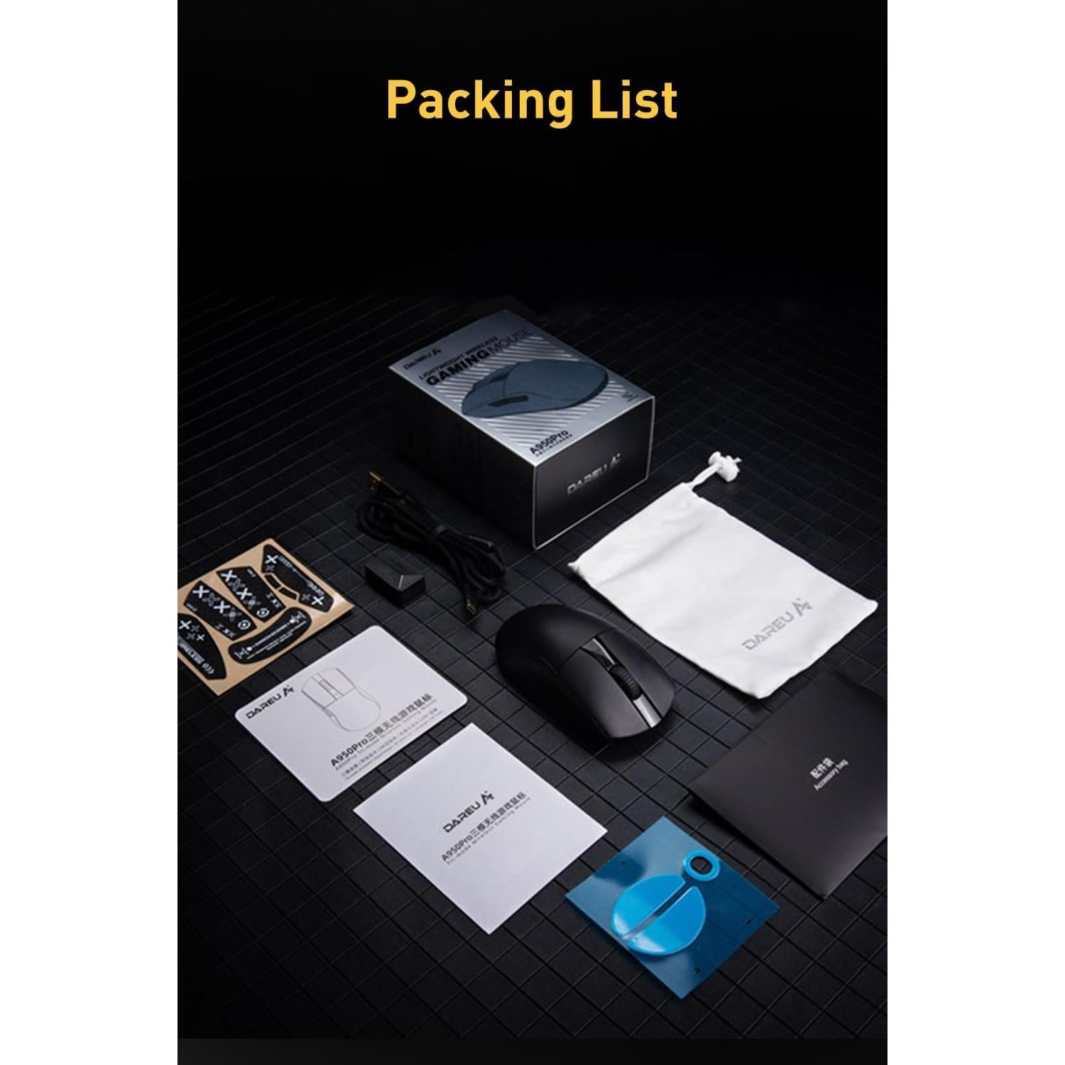 Ratón Gaming DAREU A950pro Inalámbrico 55g 26K DPI Negro