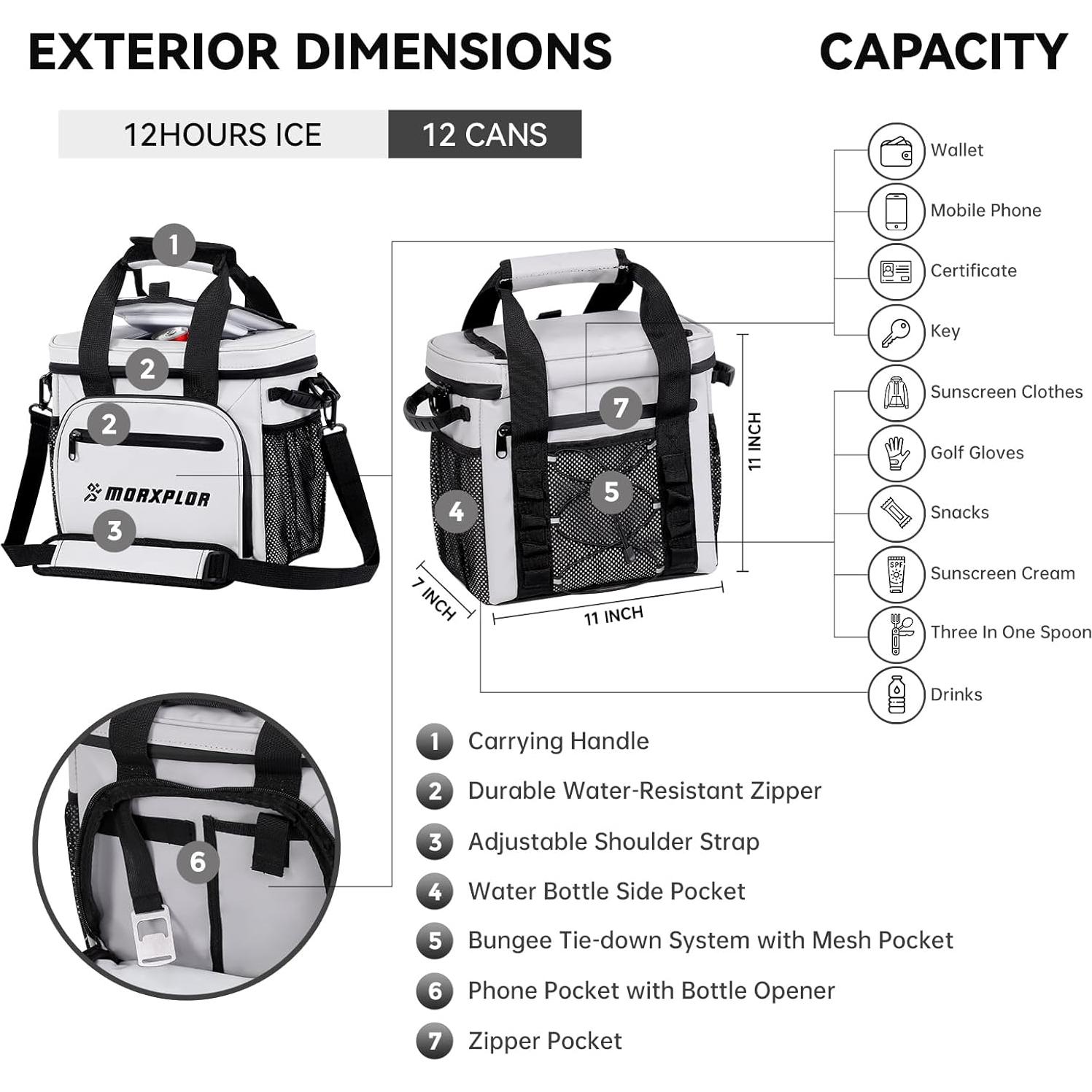 Enfriador de Golf MORXPLOR 10L con Tapa Magnética y Correa