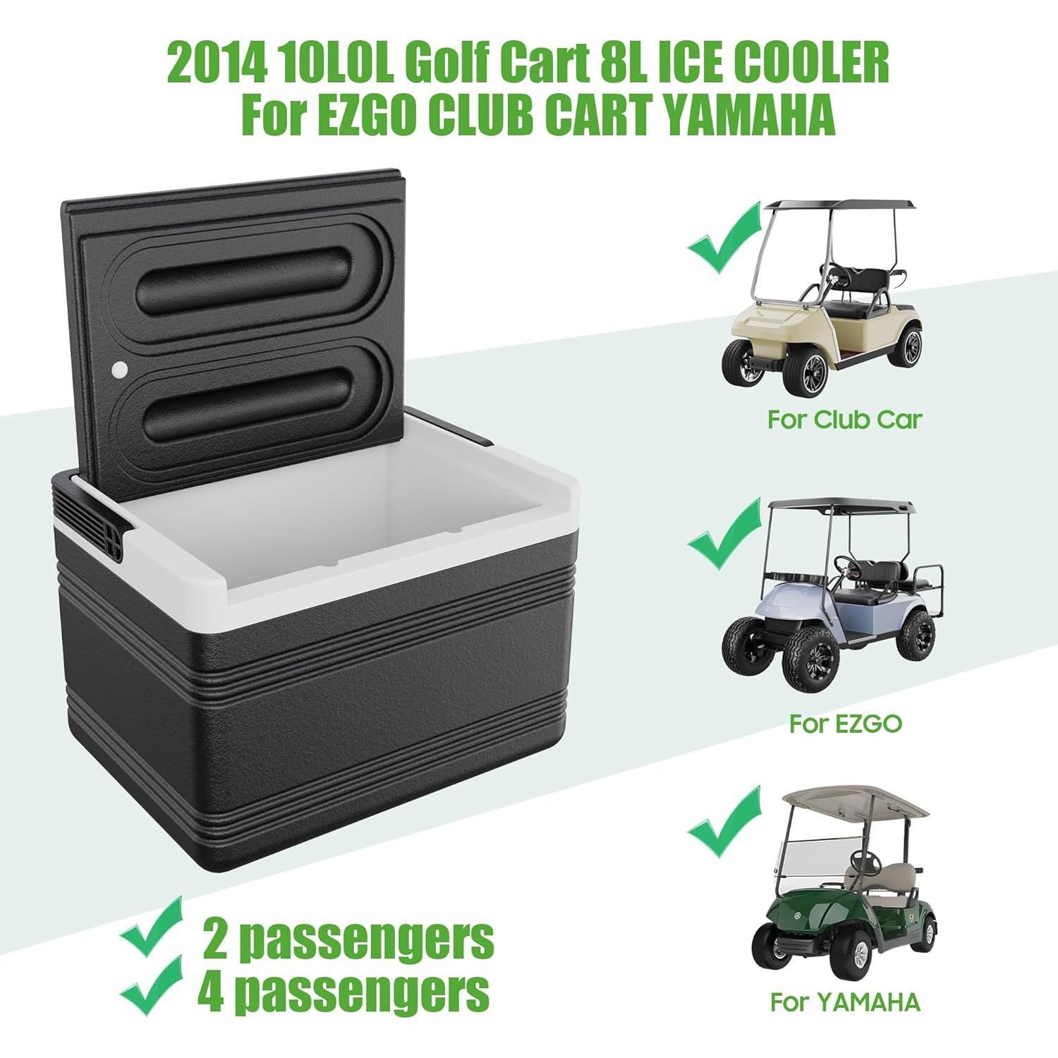 Enfriador de Hielo 10L0L para Carro de Golf 8L Blanco y Negro