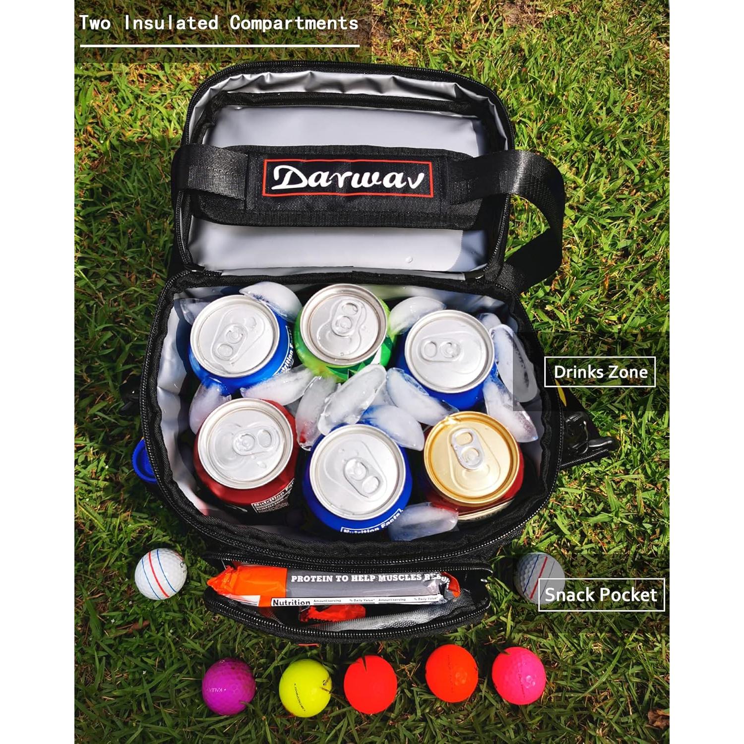 Enfriador Suave Aislado Darwav para Golf 12 Latas Negro