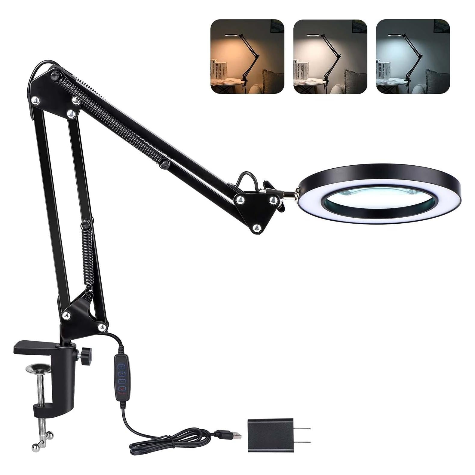 Lupa con Luz Dylviw, 5 Dioptrías, Brazo Ajustable