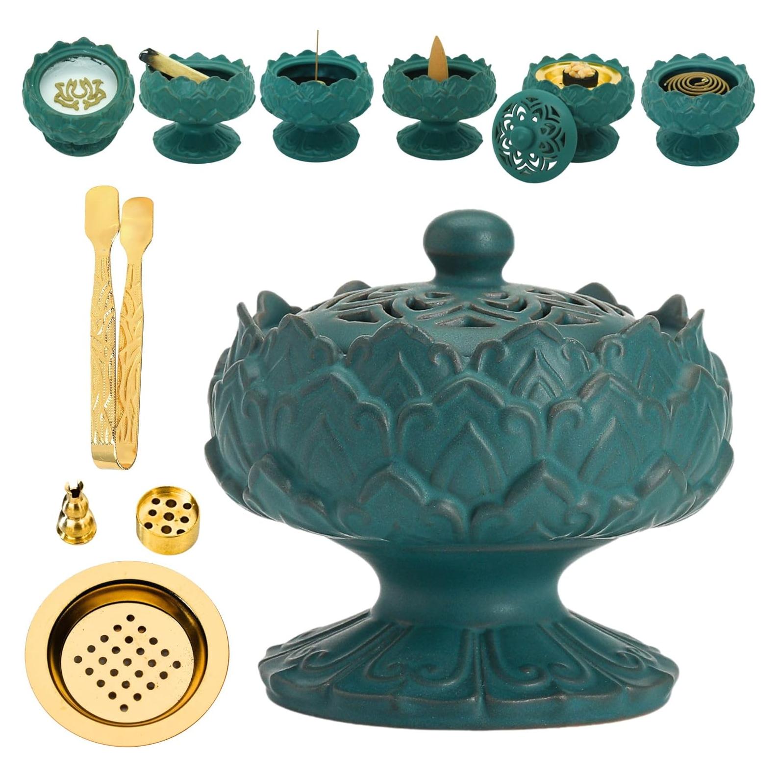 Quemador de Incienso Cerámica TUDMOEOL Verde 11.94x9.91 cm