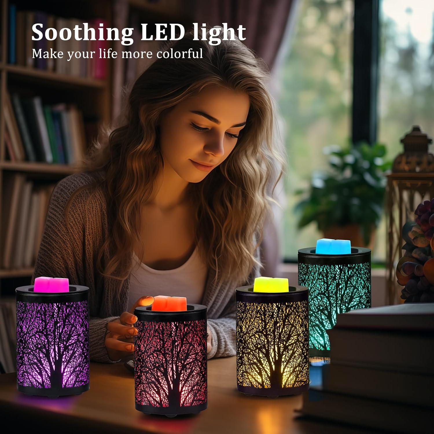 Calentador de Cera Eléctrico Enaroma Árbol Negro 20W LED 7 Colores