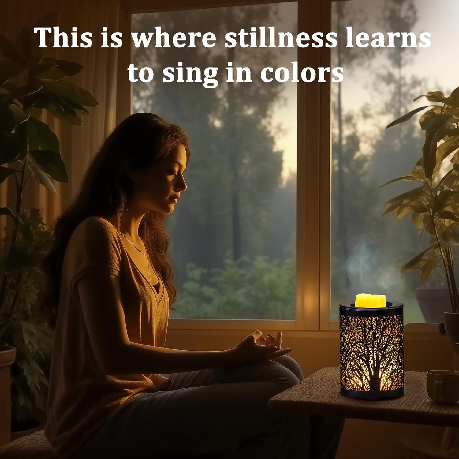 Calentador de Cera Eléctrico Enaroma Árbol Negro 20W LED 7 Colores