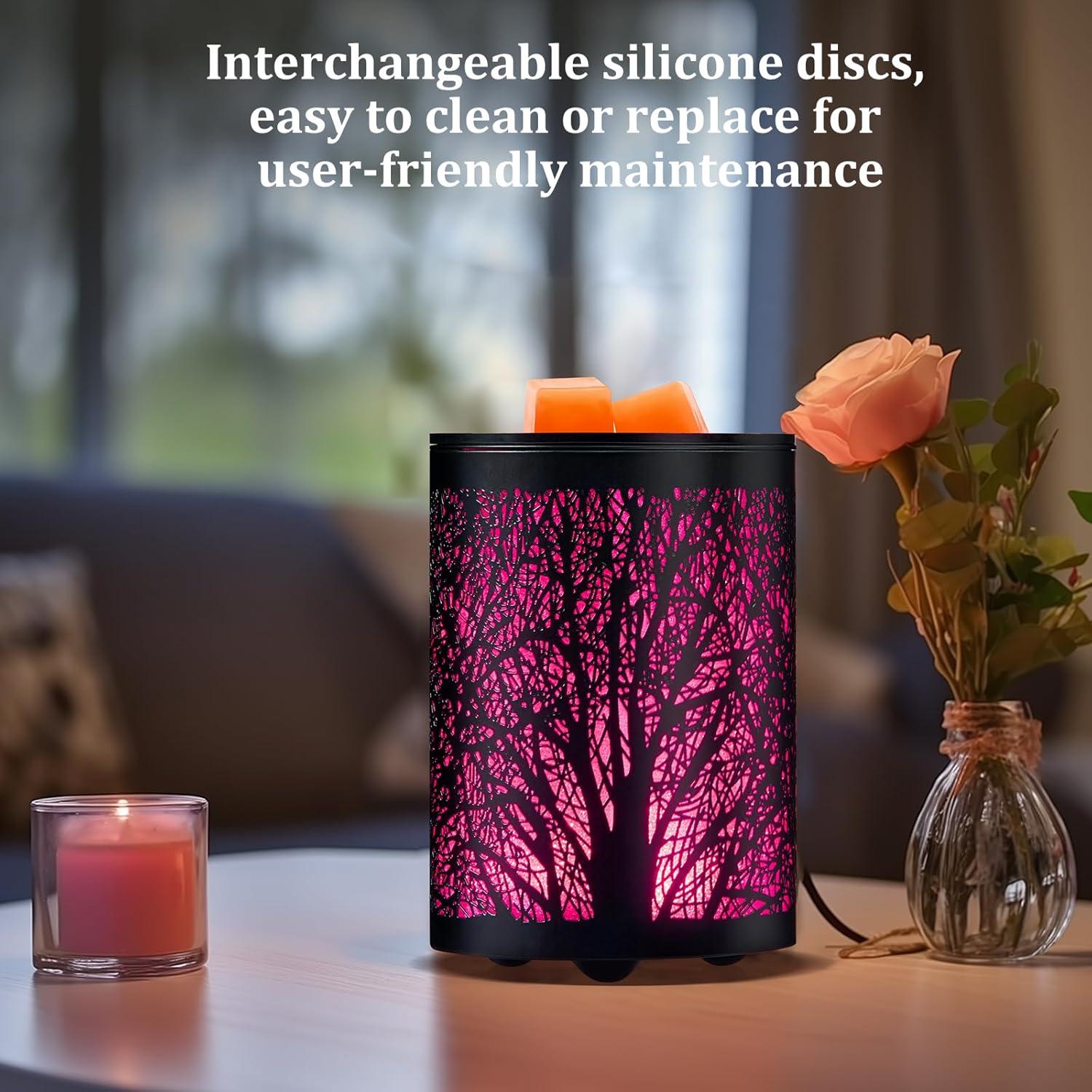 Calentador de Cera Eléctrico Enaroma Árbol Negro 20W LED 7 Colores