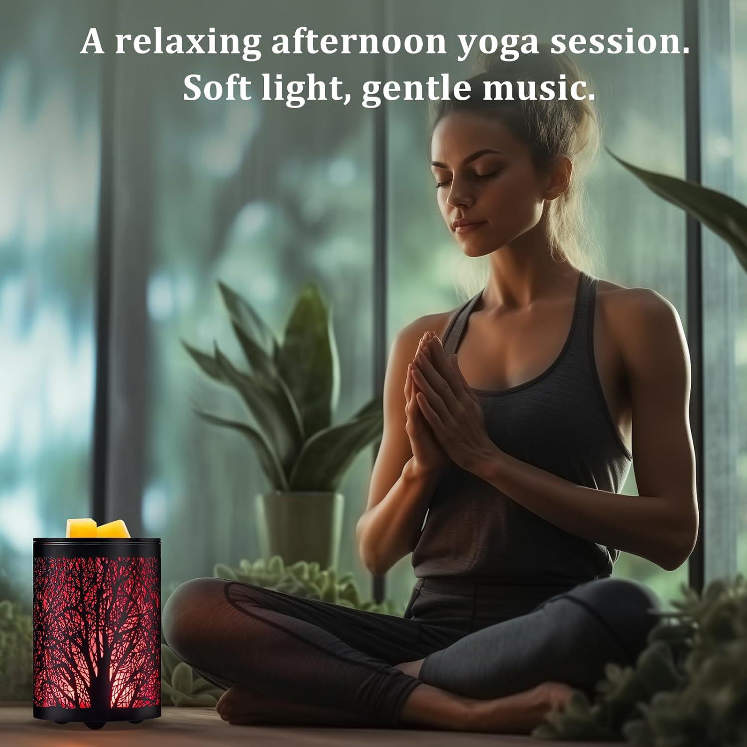 Calentador de Cera Eléctrico Enaroma Árbol Negro 20W LED 7 Colores