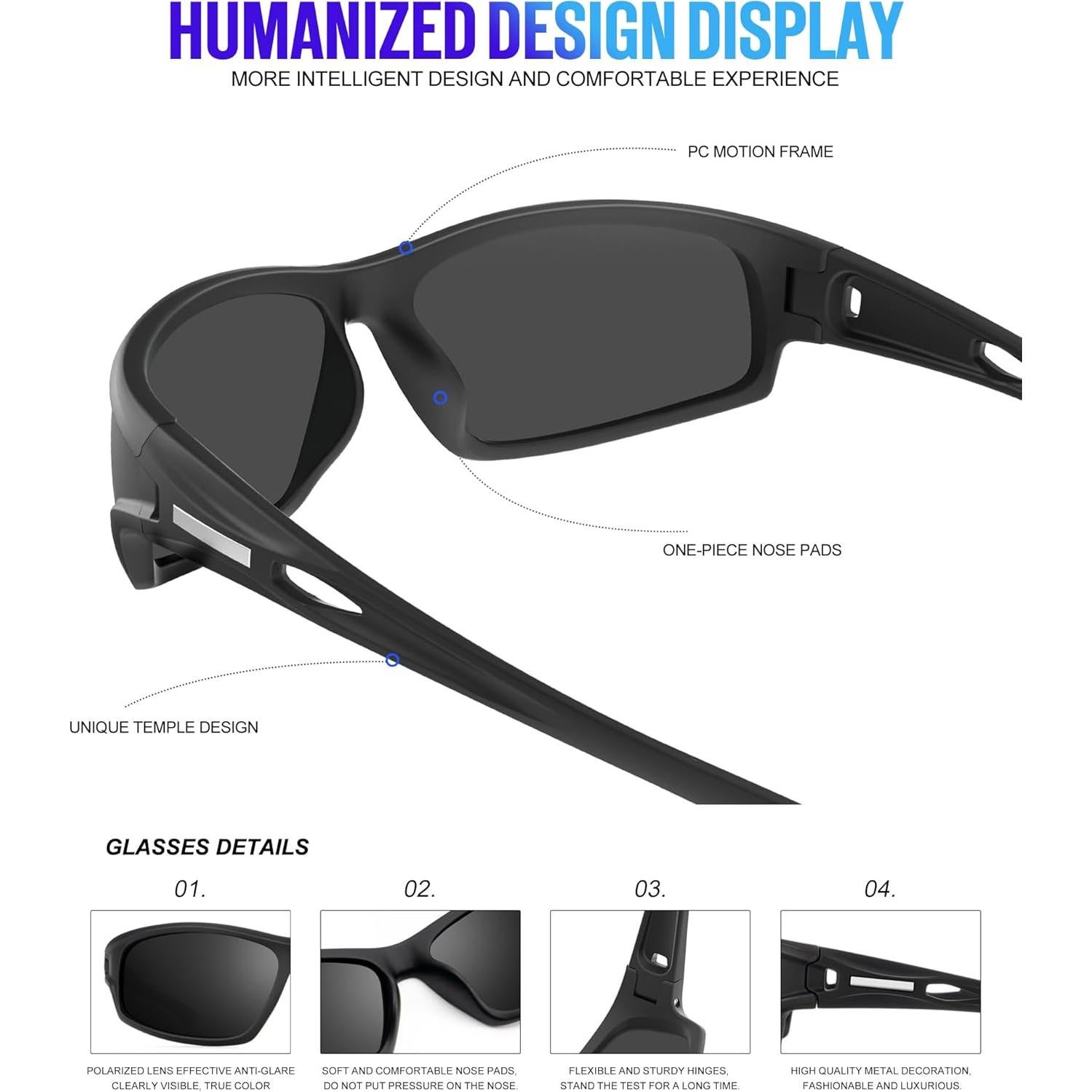 Gafas de Sol Polarizadas KALIYADI para Hombres UV400 - 3 Pack