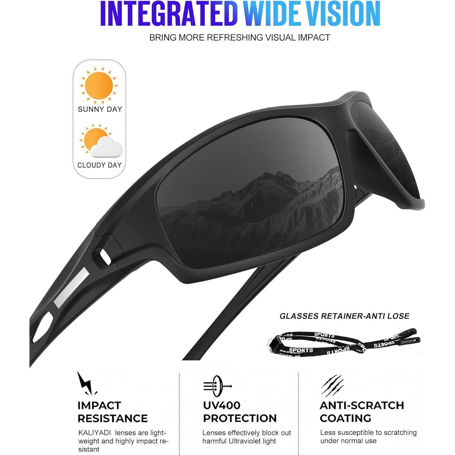 Gafas de Sol Polarizadas KALIYADI para Hombres UV400 - 3 Pack